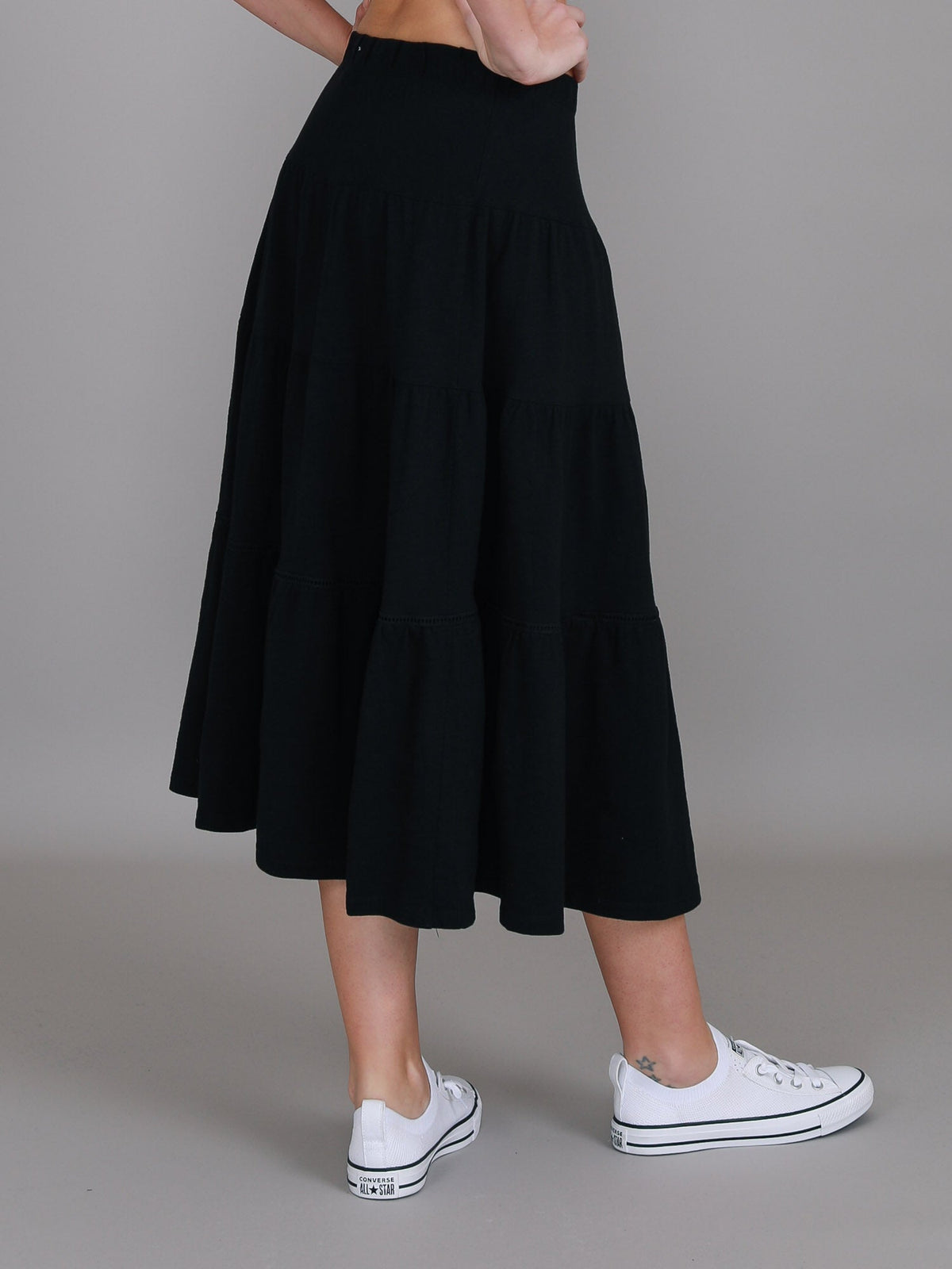 Piper | Women's Tiered Midi Skirt – Cotton Jersey