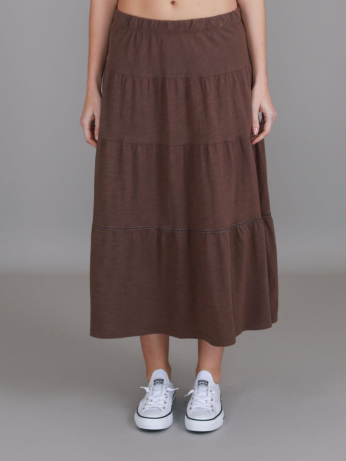 Piper | Women's Tiered Midi Skirt – Cotton Jersey