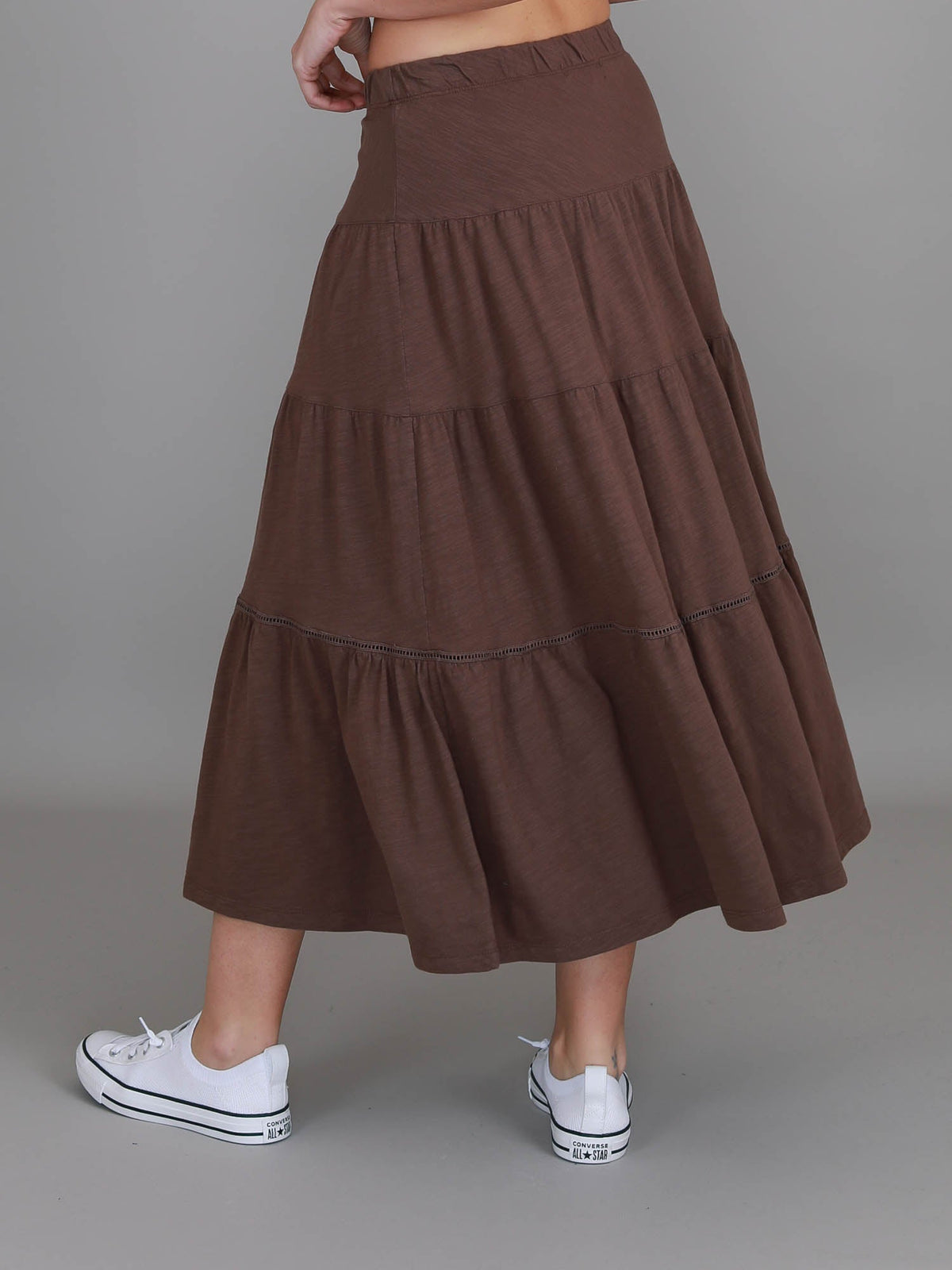 Piper | Women's Tiered Midi Skirt – Cotton Jersey