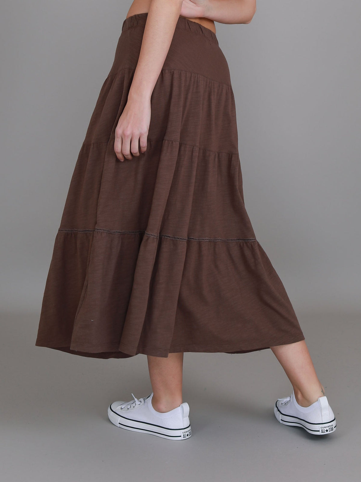 Piper | Women's Tiered Midi Skirt – Cotton Jersey