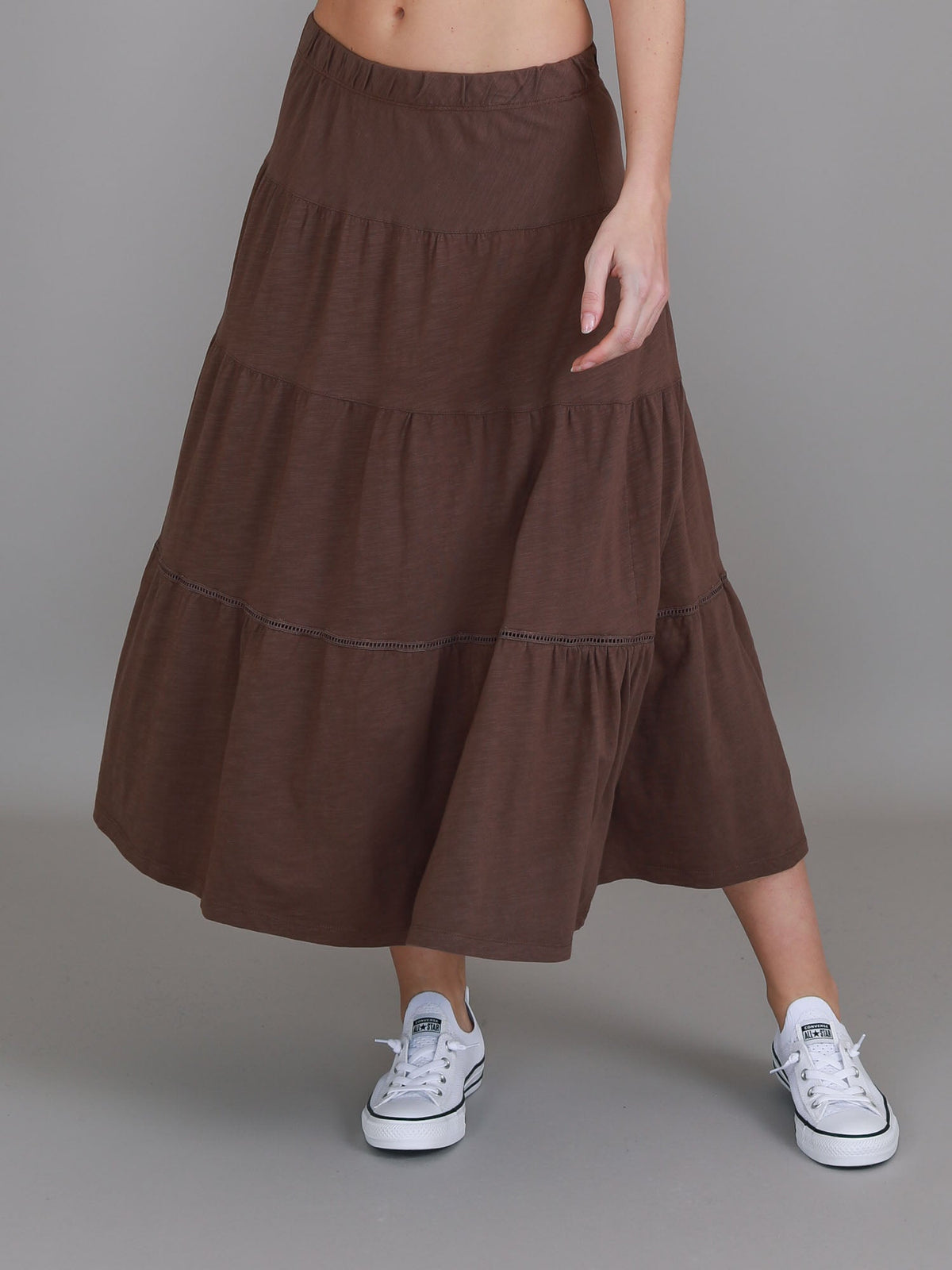 Piper | Women's Tiered Midi Skirt – Cotton Jersey