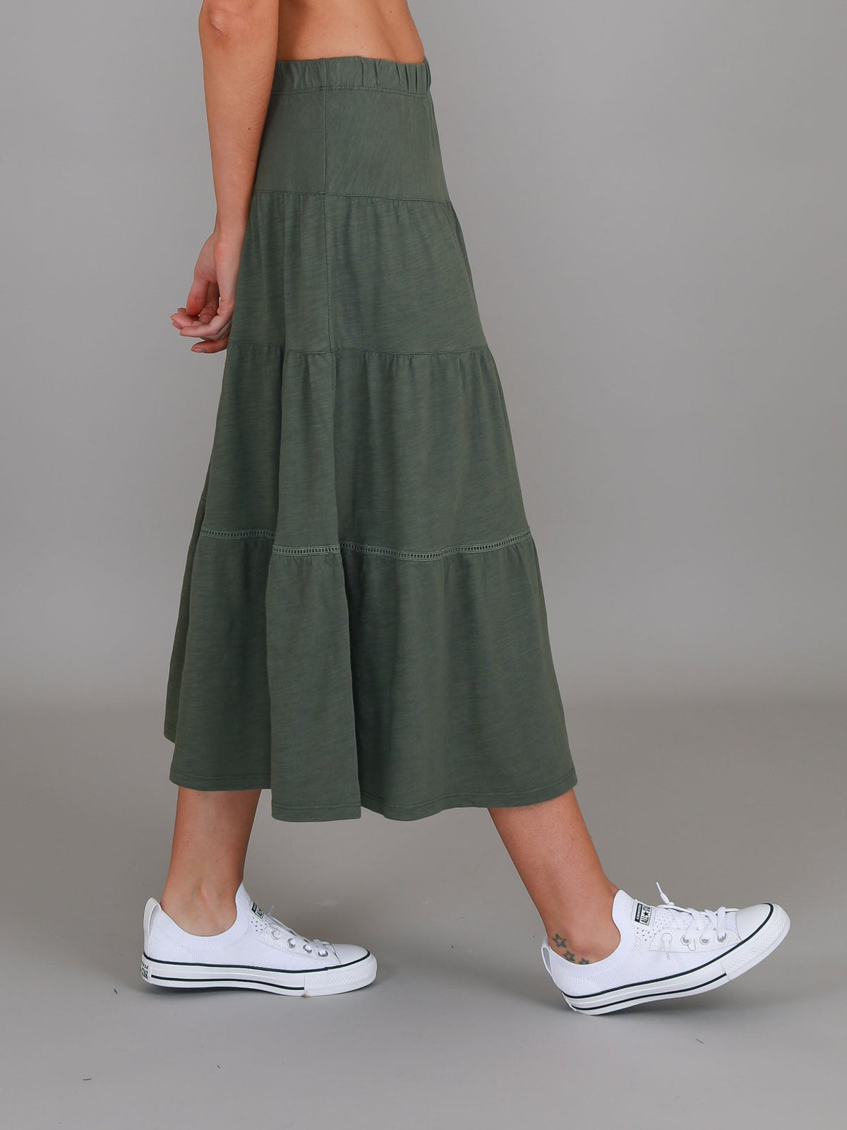 Piper | Women's Tiered Midi Skirt – Cotton Jersey