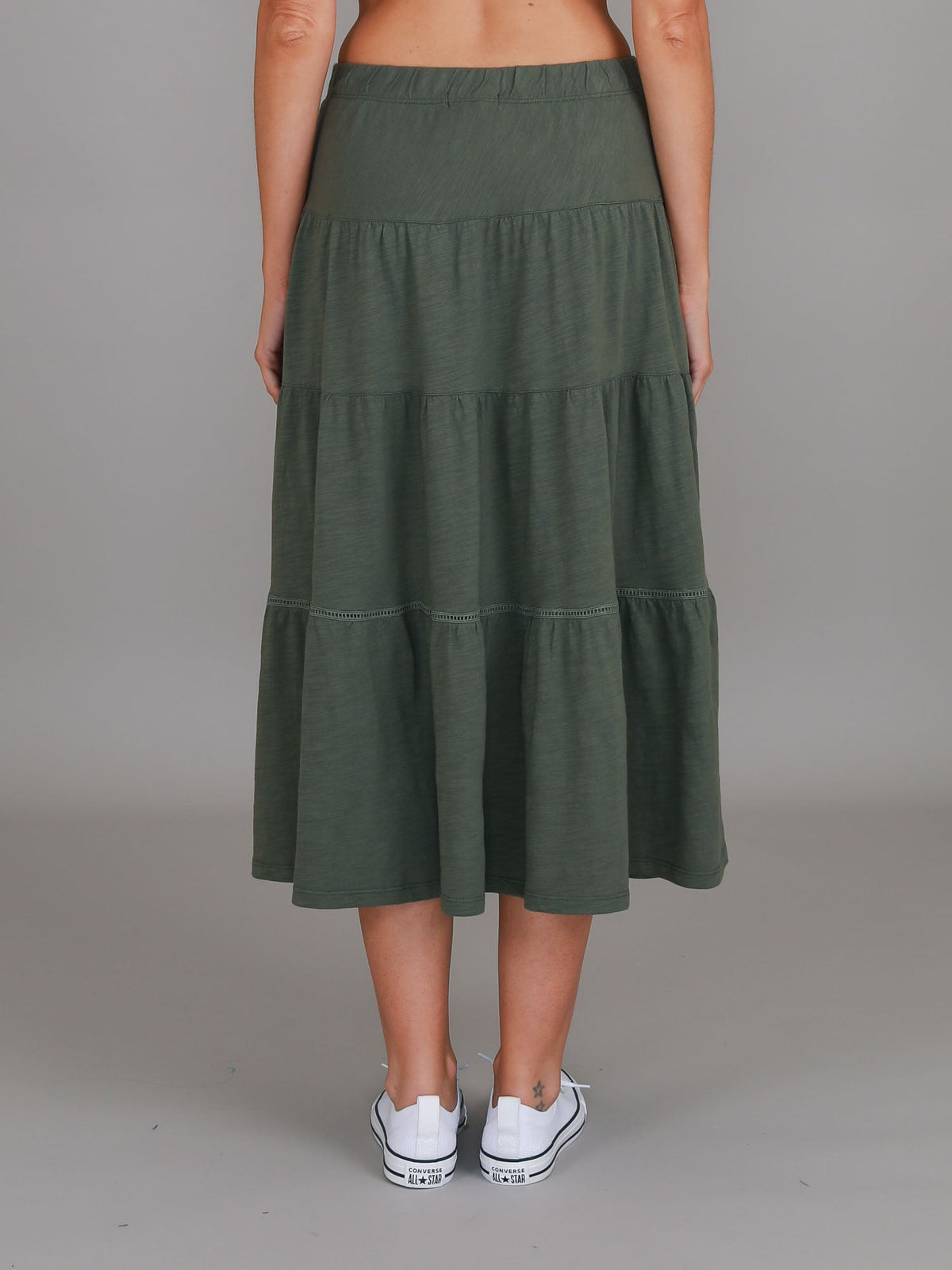Piper | Women's Tiered Midi Skirt – Cotton Jersey