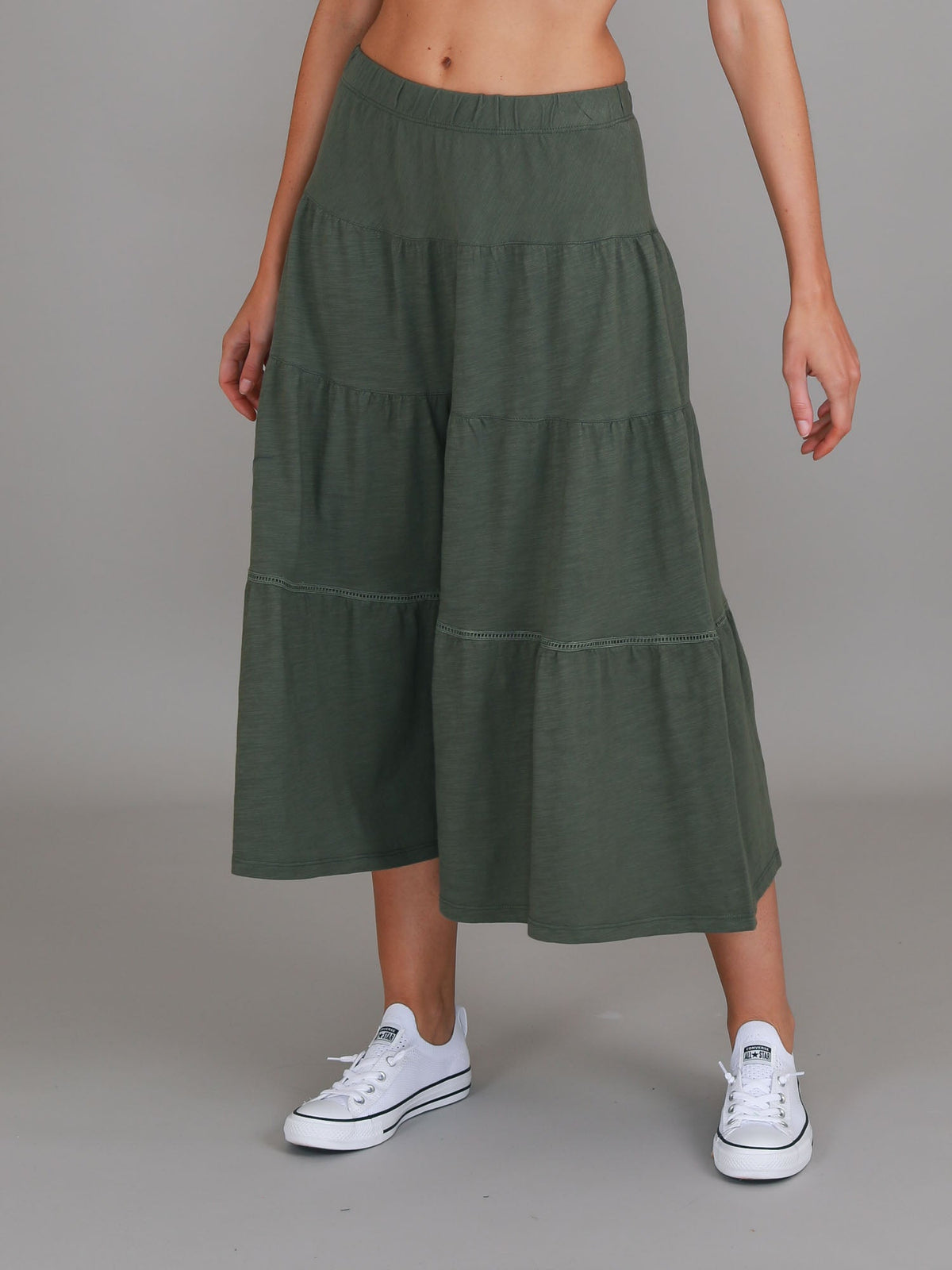 Piper | Women's Tiered Midi Skirt – Cotton Jersey