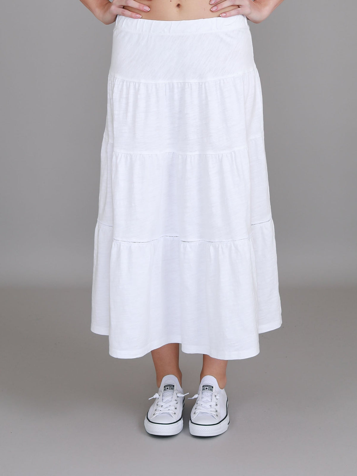 Piper | Women's Tiered Midi Skirt – Cotton Jersey