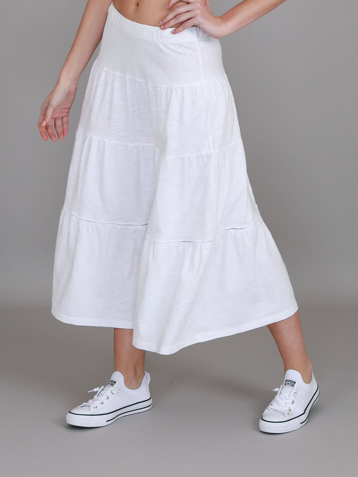 Piper | Women's Tiered Midi Skirt – Cotton Jersey