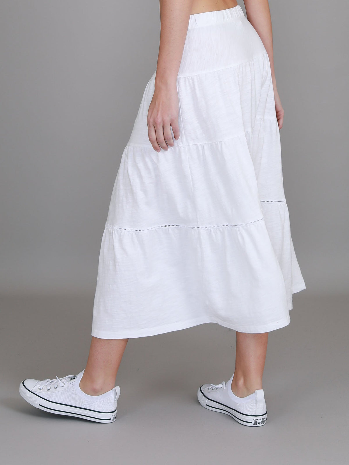 Piper | Women's Tiered Midi Skirt – Cotton Jersey