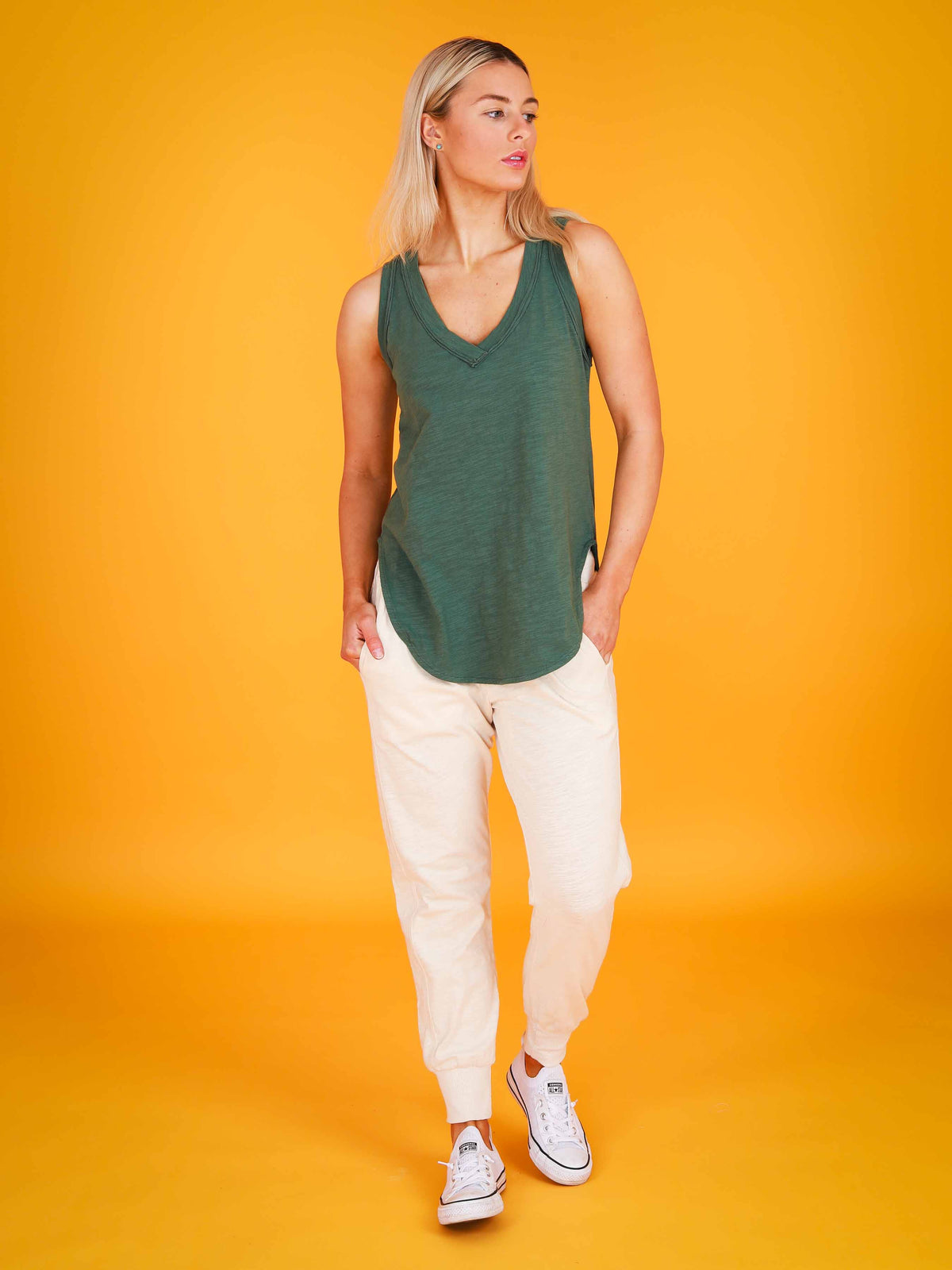 Audrey | Women's V-Neck Tank Top – Cotton Slub Jersey