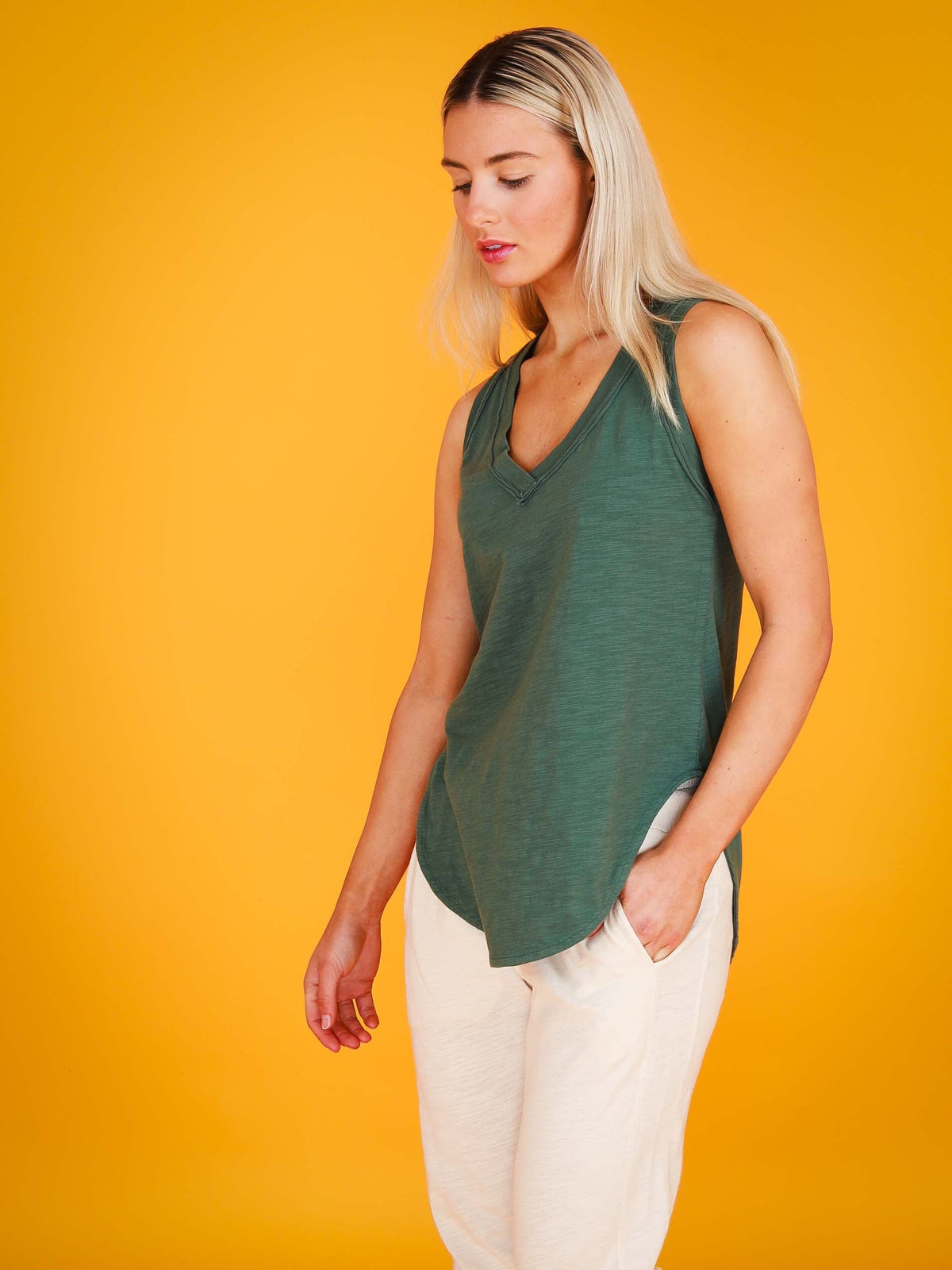 Audrey | Women's V-Neck Tank Top – Cotton Slub Jersey