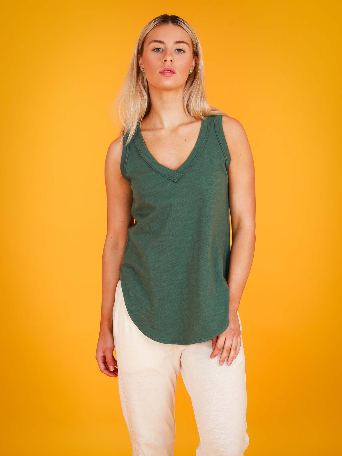 Audrey | Women's V-Neck Tank Top – Cotton Slub Jersey