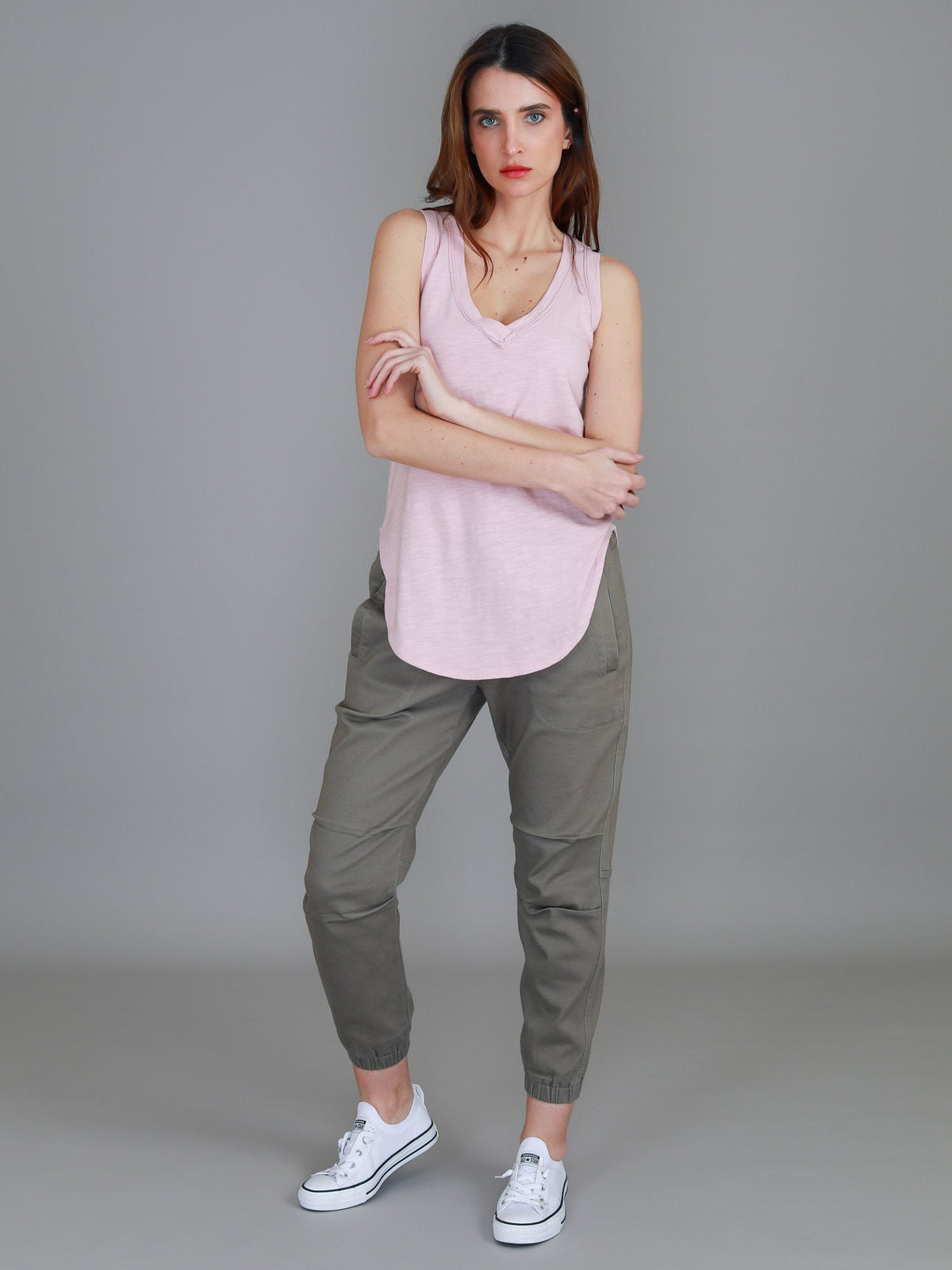 Audrey | Women's V-Neck Tank Top – Cotton Slub Jersey