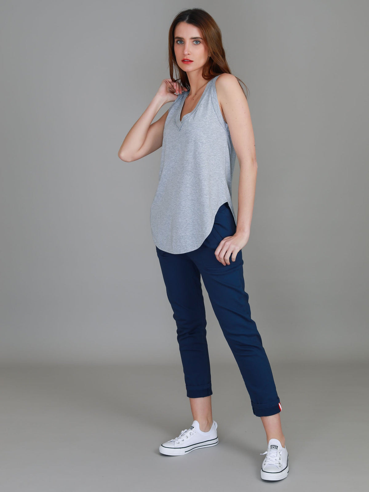 Audrey | Women's V-Neck Tank Top – Cotton Slub Jersey