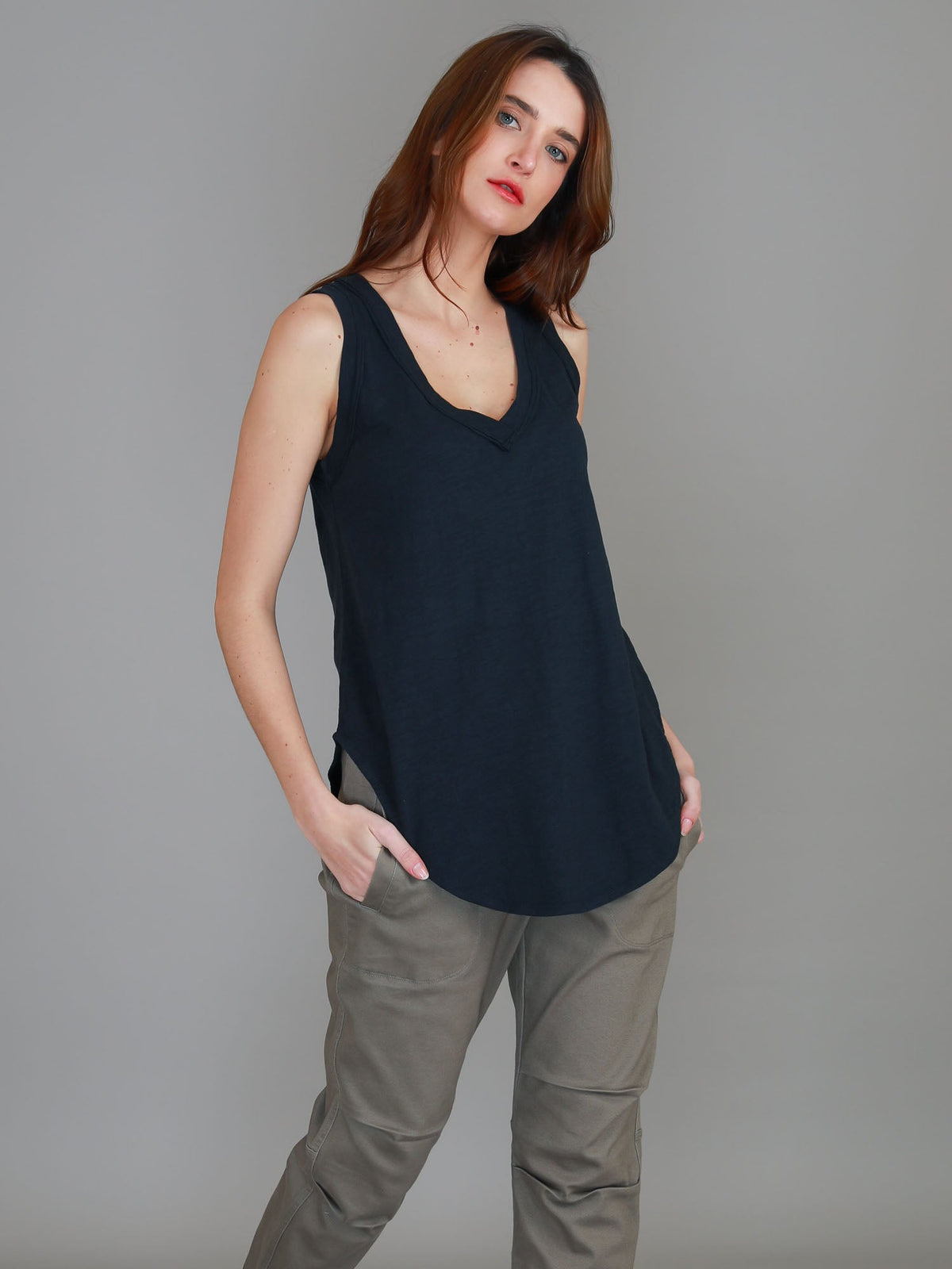 Audrey | Women's V-Neck Tank Top – Cotton Slub Jersey