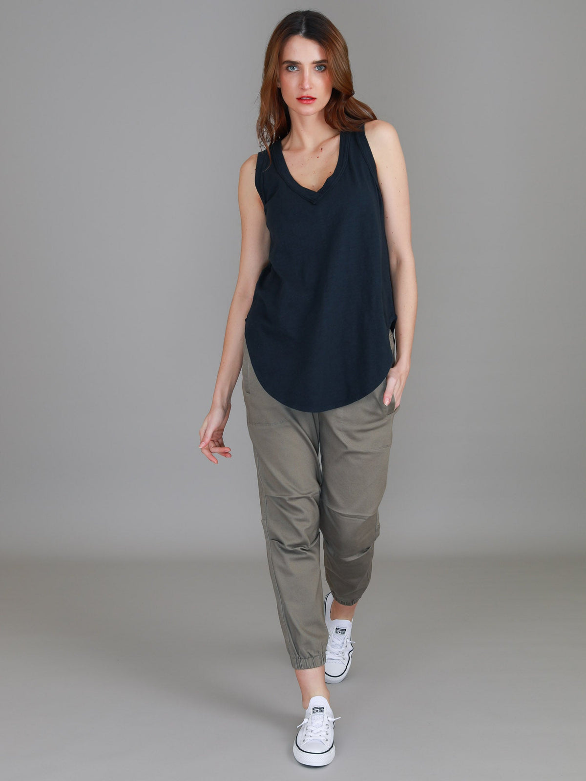 Audrey | Women's V-Neck Tank Top – Cotton Slub Jersey