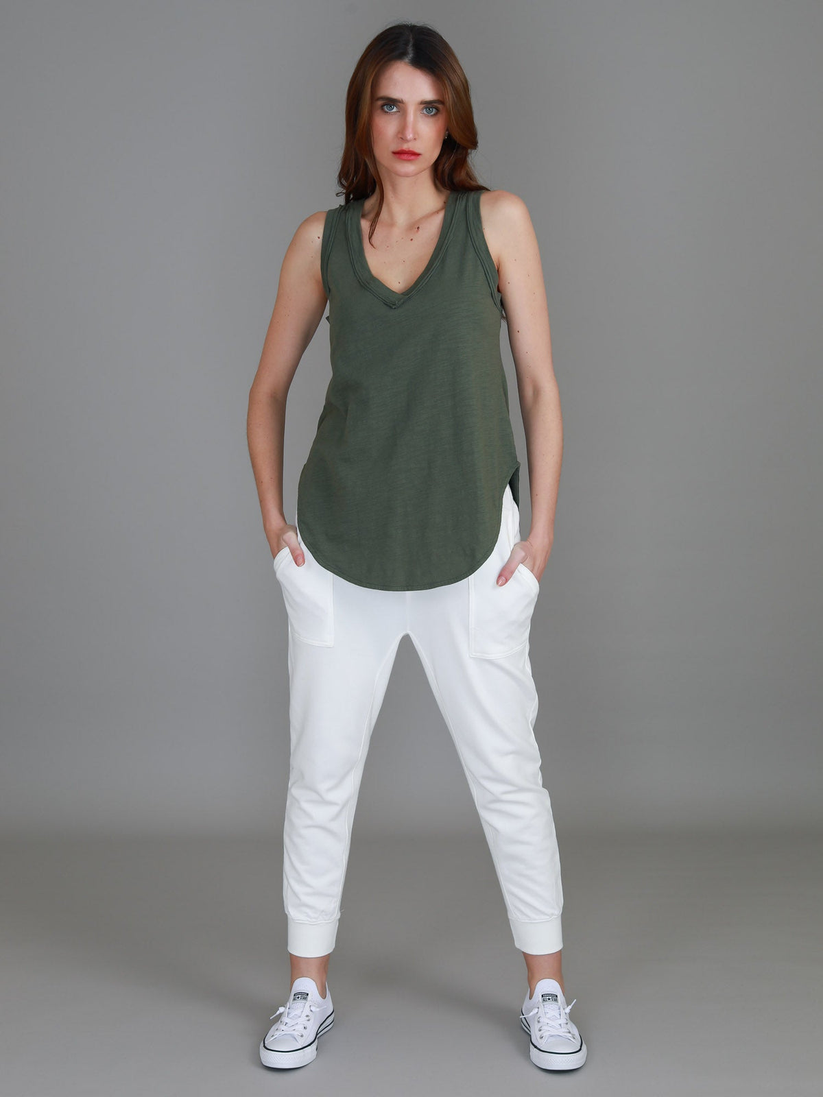 Audrey | Women's V-Neck Tank Top – Cotton Slub Jersey