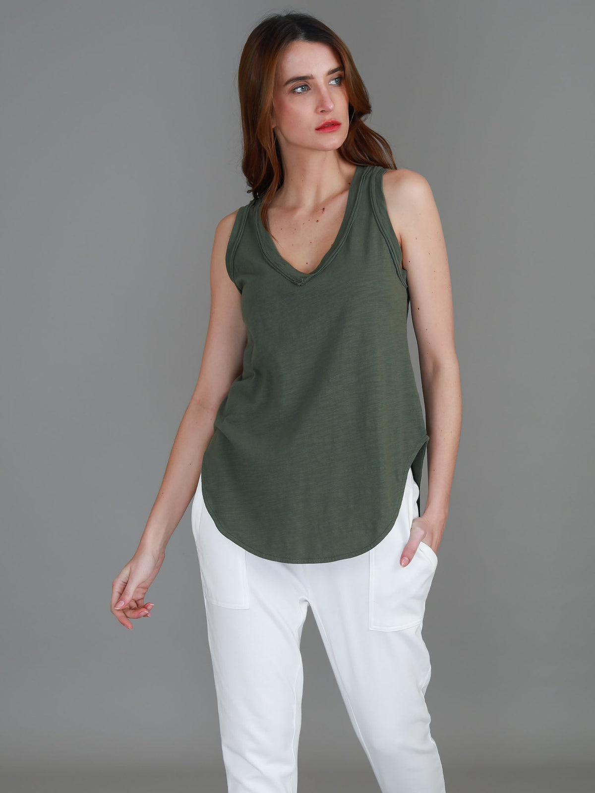 Audrey | Women's V-Neck Tank Top – Cotton Slub Jersey