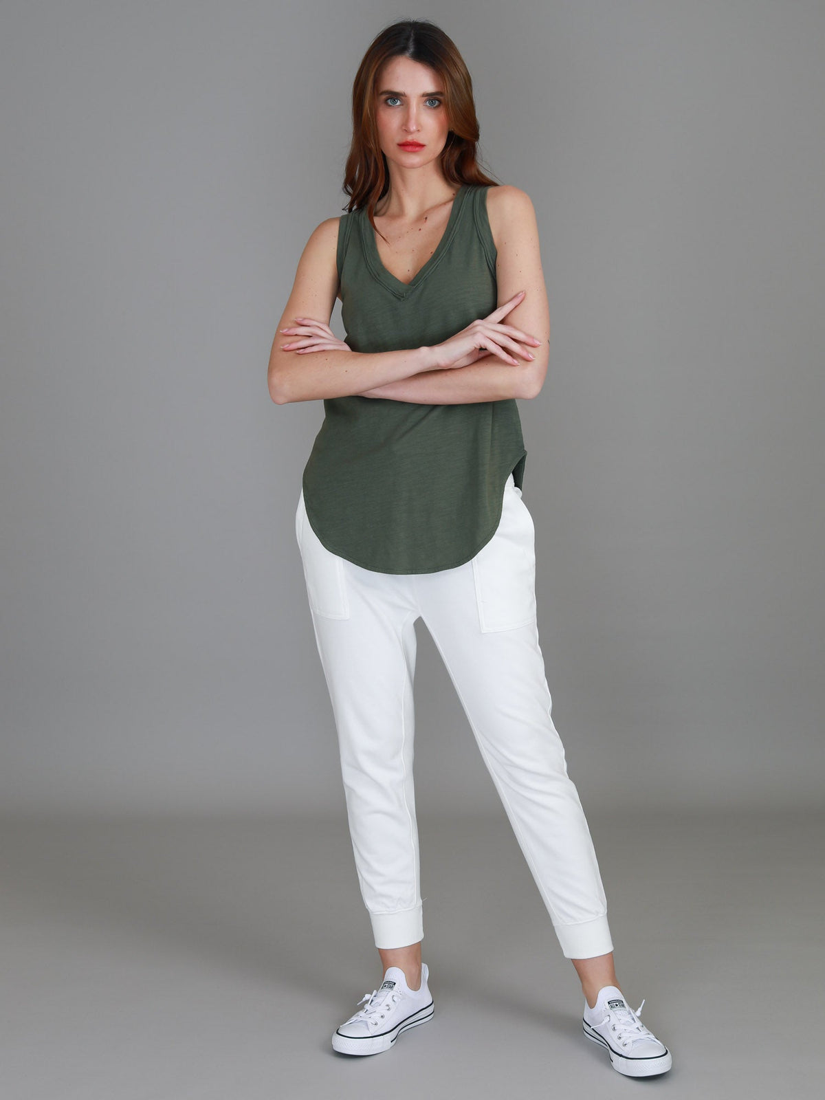 Audrey | Women's V-Neck Tank Top – Cotton Slub Jersey