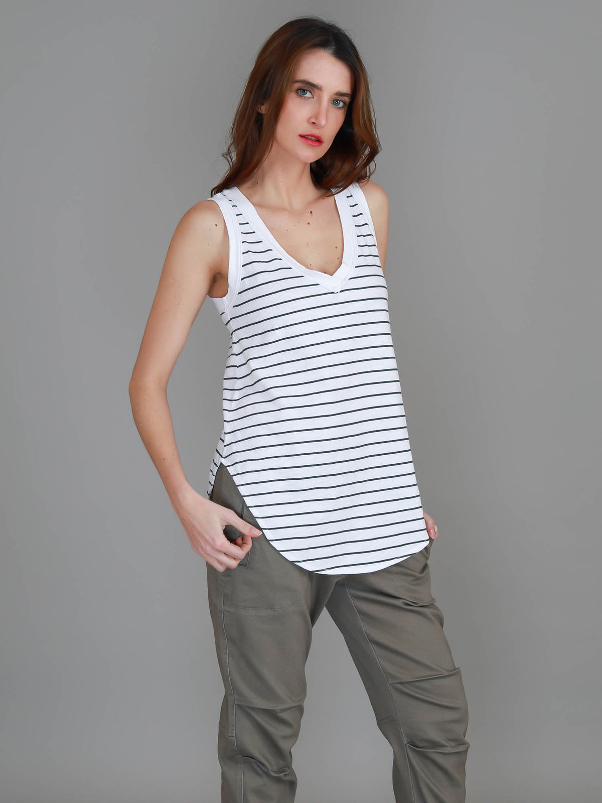 Audrey | Women's V-Neck Tank Top – Cotton Slub Jersey