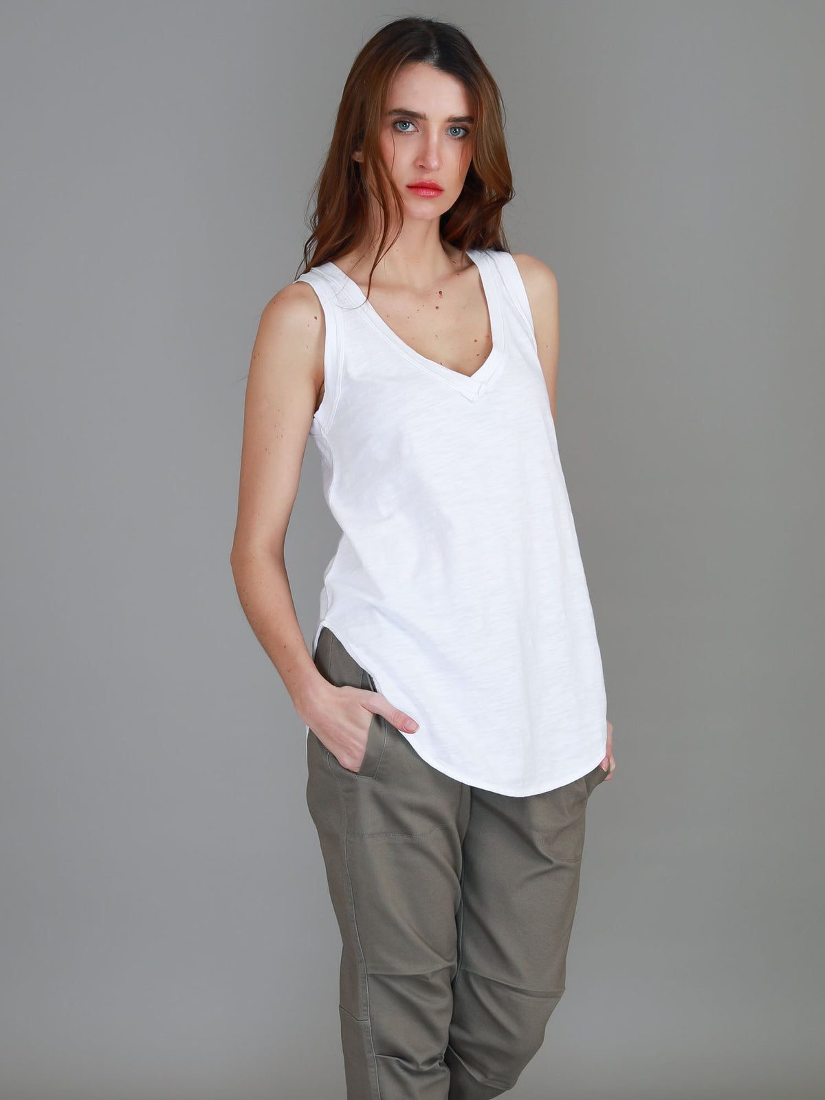 Audrey | Women's V-Neck Tank Top – Cotton Slub Jersey