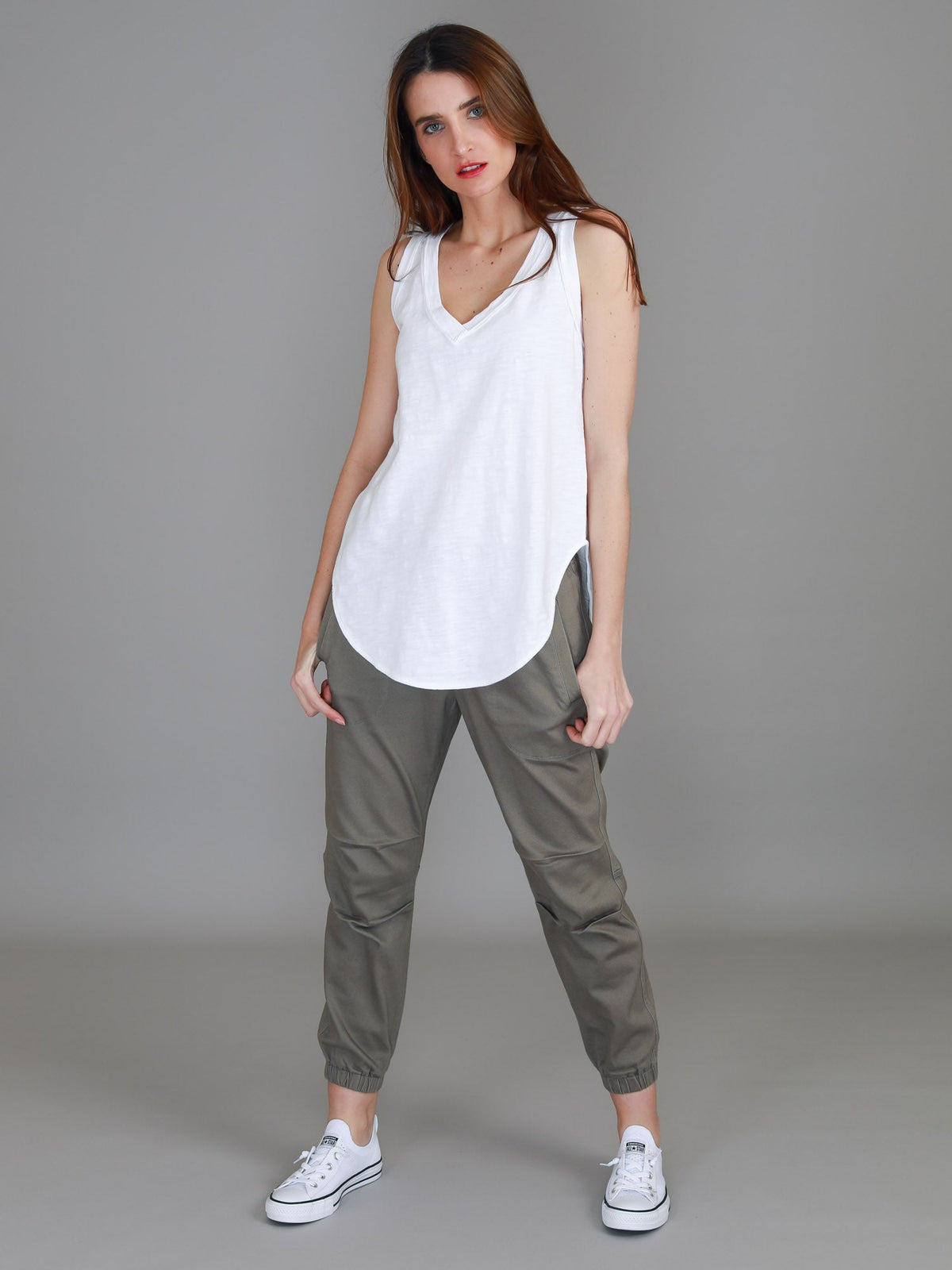 Audrey | Women's V-Neck Tank Top – Cotton Slub Jersey