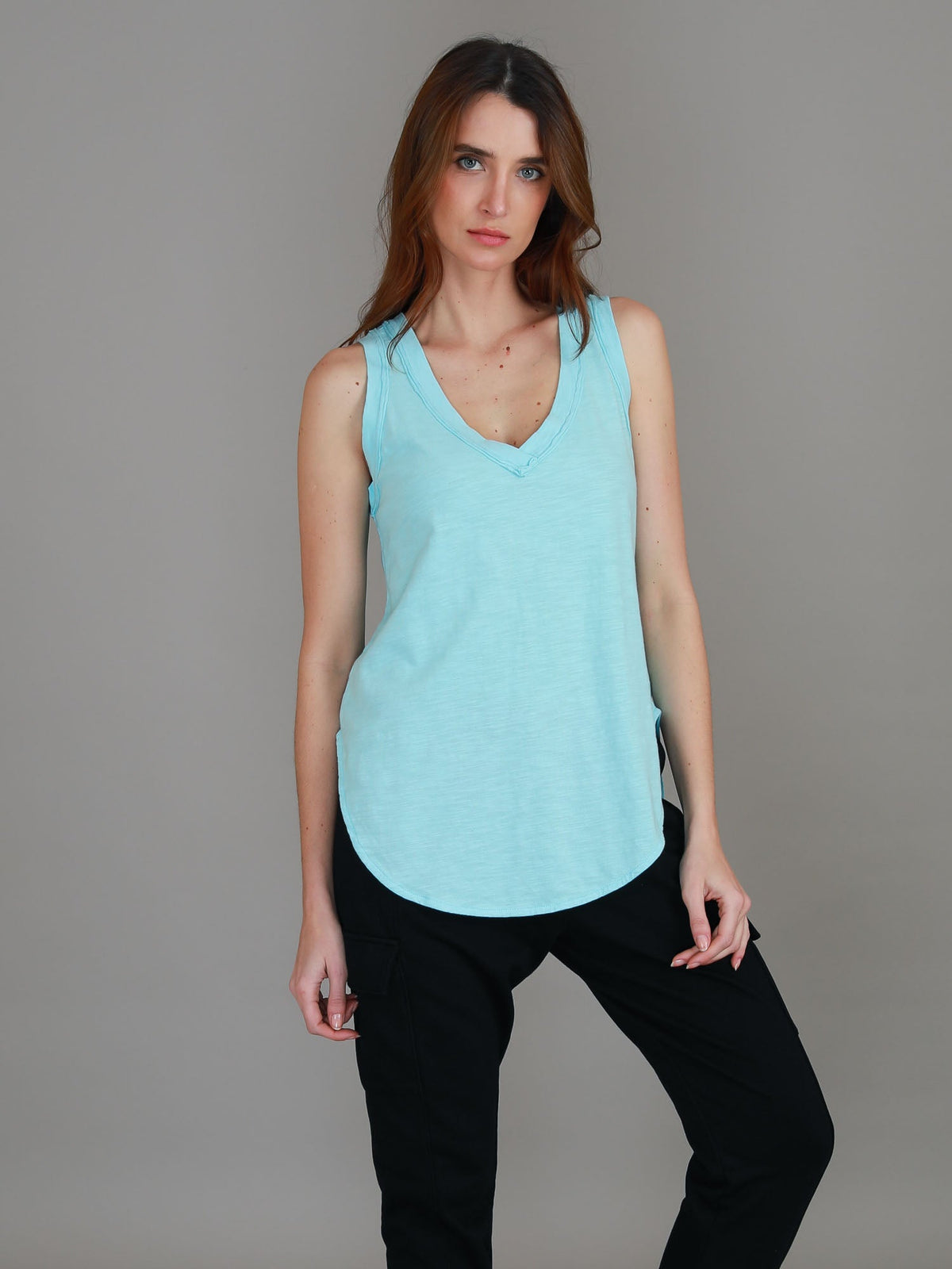 Audrey | Women's V-Neck Tank Top – Cotton Slub Jersey