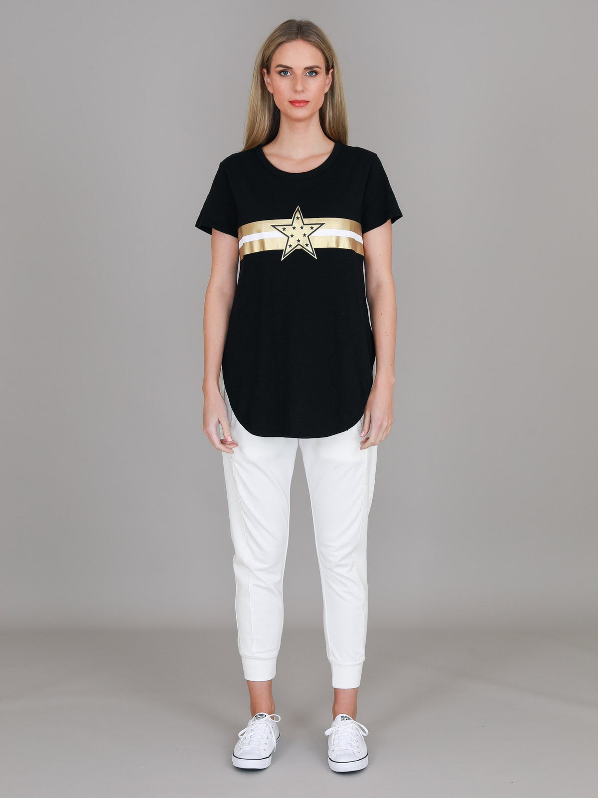 Jill Gold Star with Stripes T Shirt