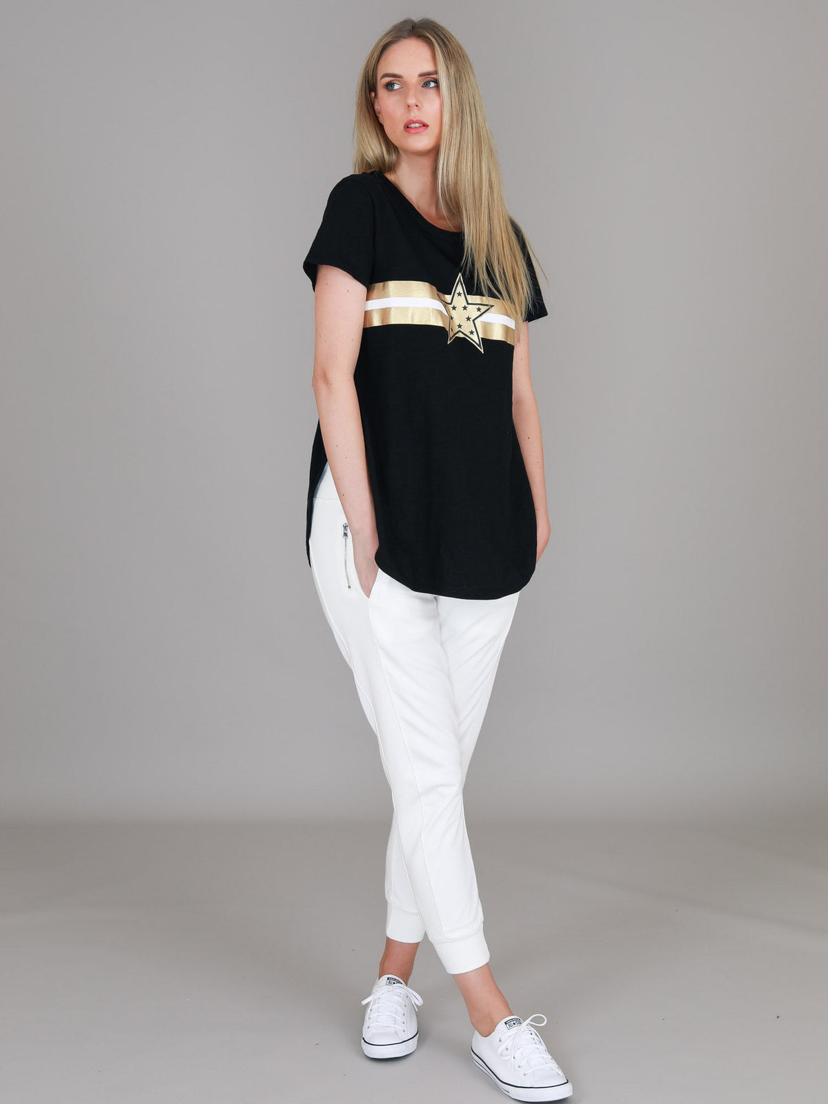 Jill Gold Star with Stripes T Shirt
