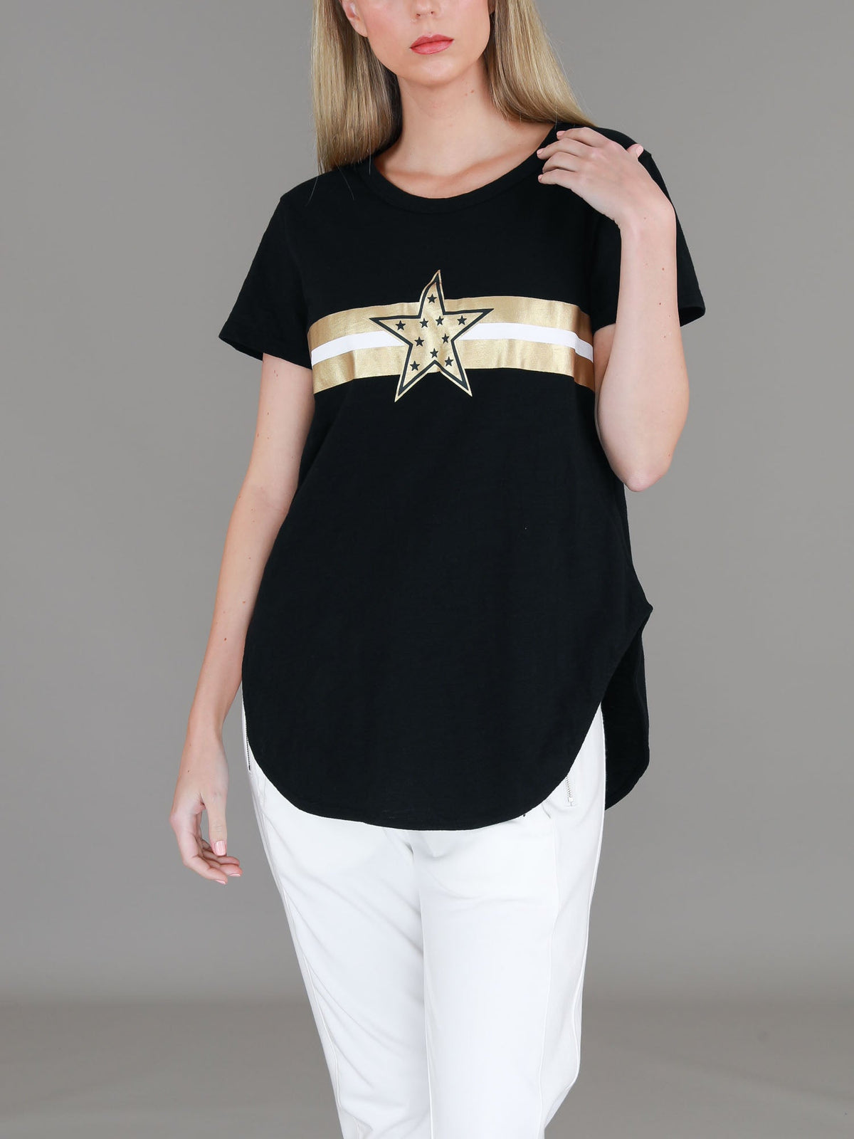 Jill Gold Star with Stripes T Shirt