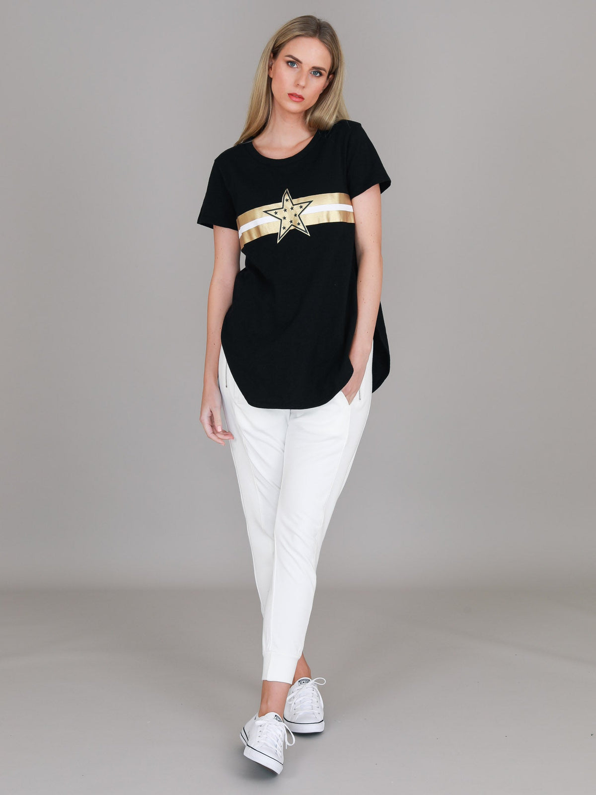 Jill Gold Star with Stripes T Shirt
