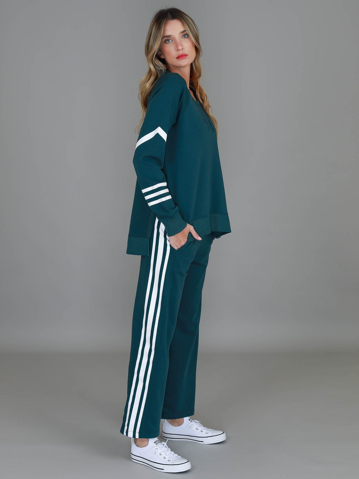 Robin | Women's Stripe Straight Leg Sweatpants – French Terry
