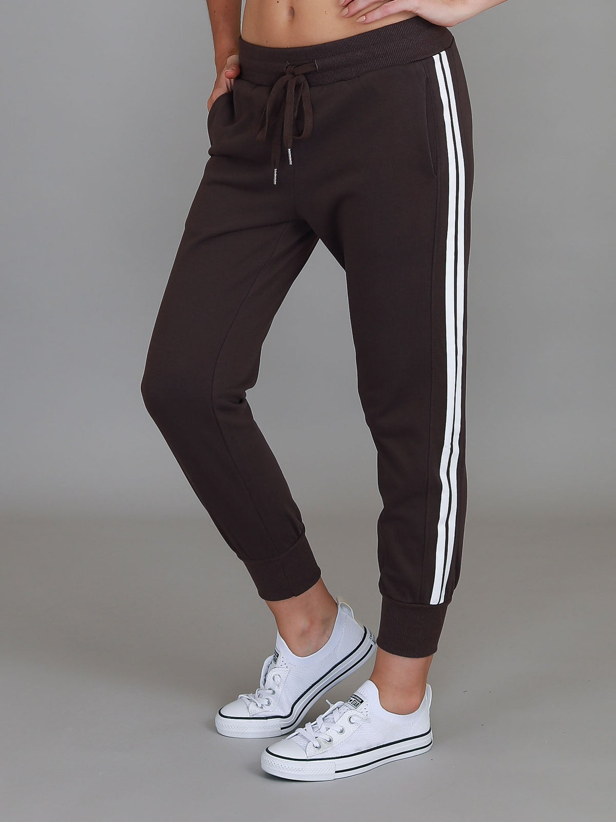 Pammy | Women's Stripe Panel Sweatpants – Cotton French Terry