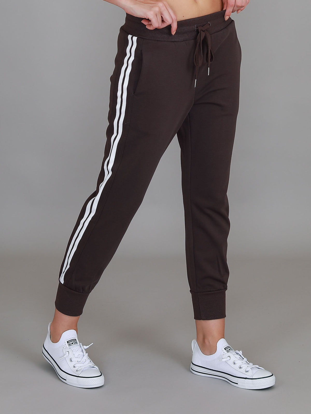 Pammy | Women's Stripe Panel Sweatpants – Cotton French Terry