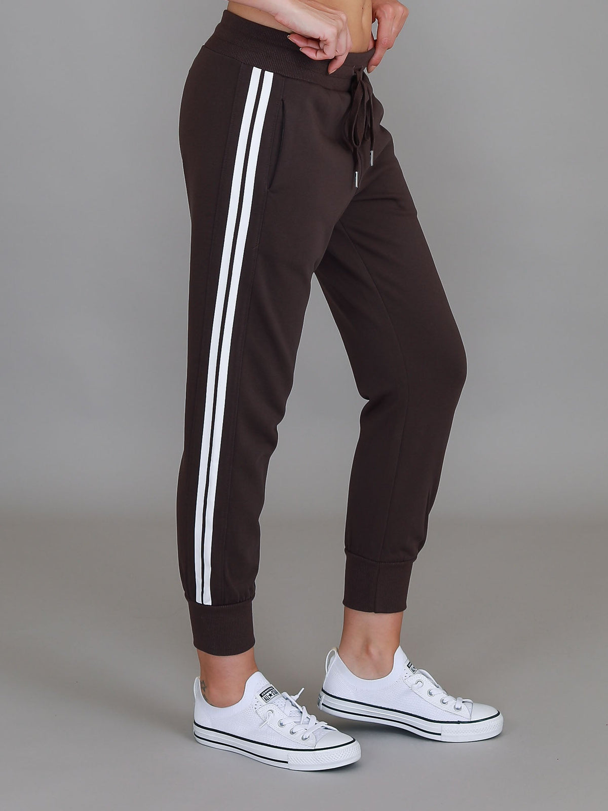 Pammy | Women's Stripe Panel Sweatpants – Cotton French Terry