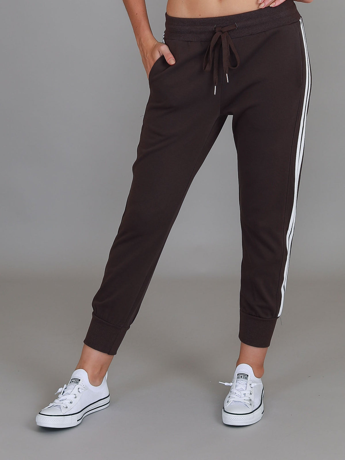 Pammy | Women's Stripe Panel Sweatpants – Cotton French Terry