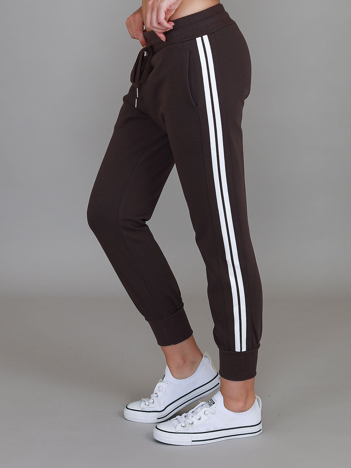 Pammy | Women's Stripe Panel Sweatpants – Cotton French Terry