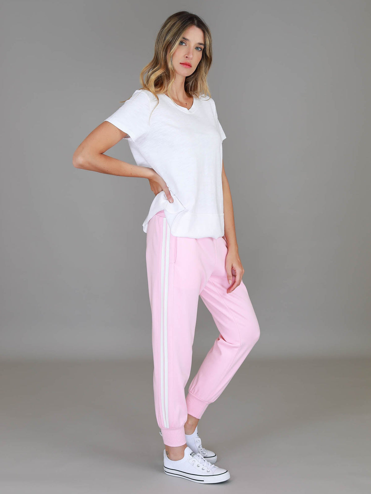 Pammy | Women's Stripe Panel Sweatpants – Cotton French Terry