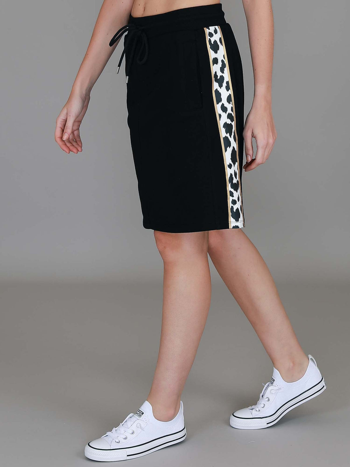 Coco | Women's Leopard Stripe Skirt – Cotton French Terry