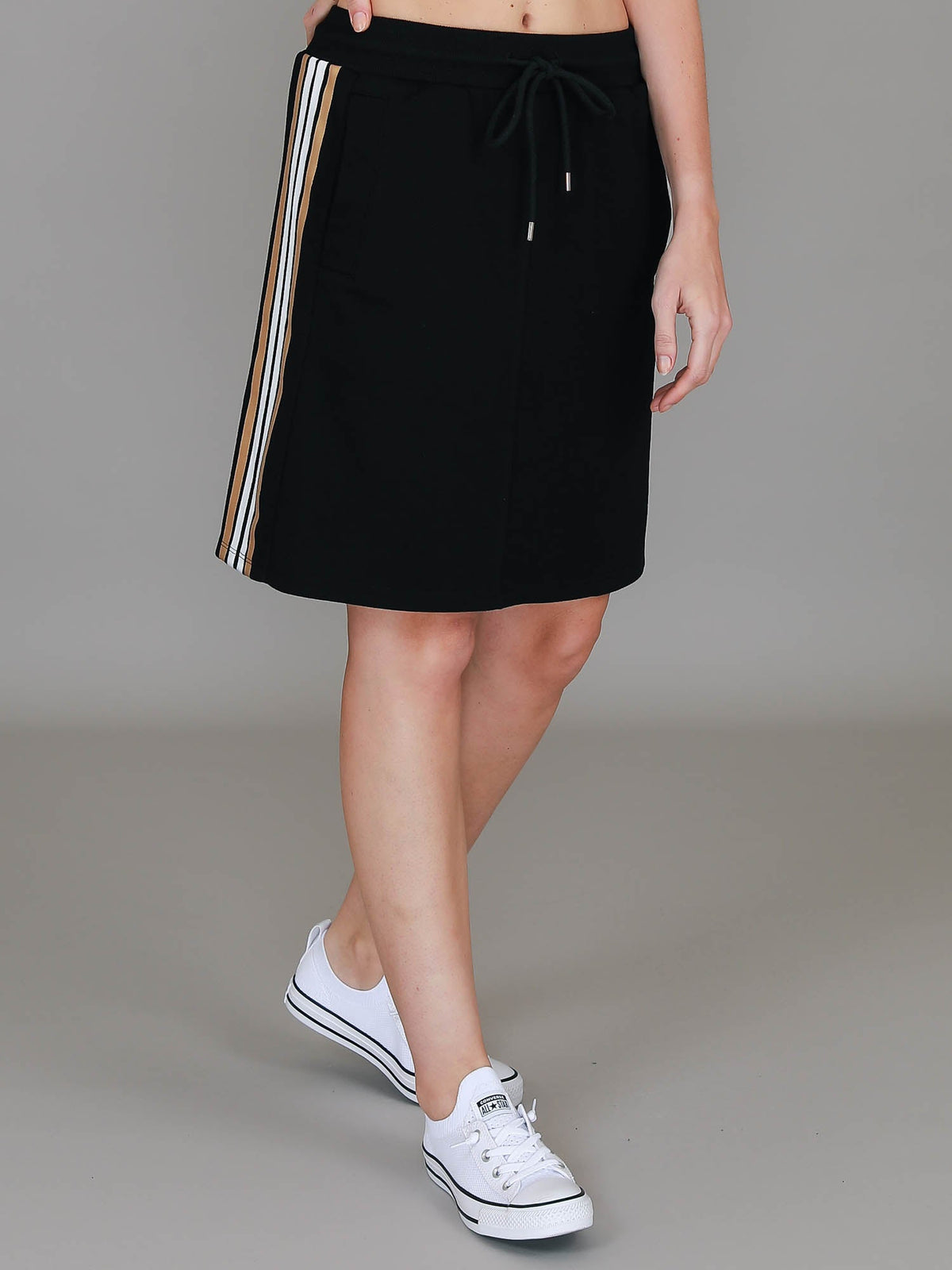 Calla | Women's Stripe Panel Skirt – Cotton French Terry