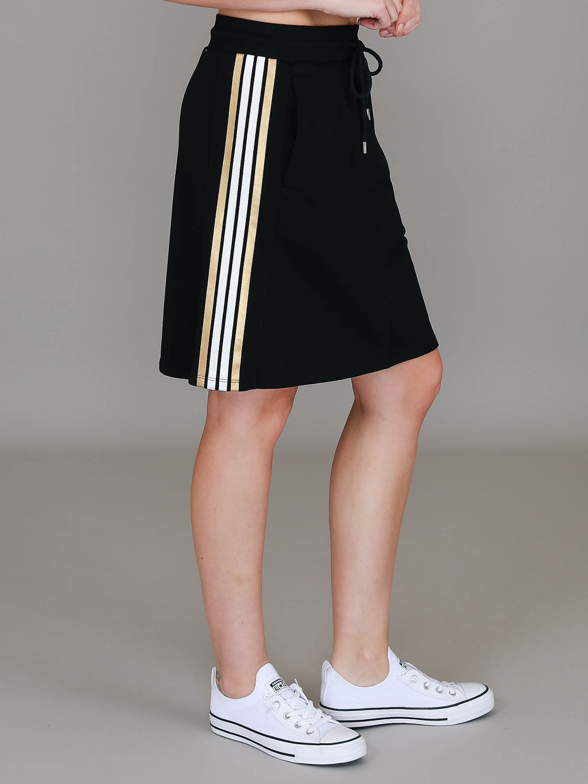 Calla | Women's Stripe Panel Skirt – Cotton French Terry