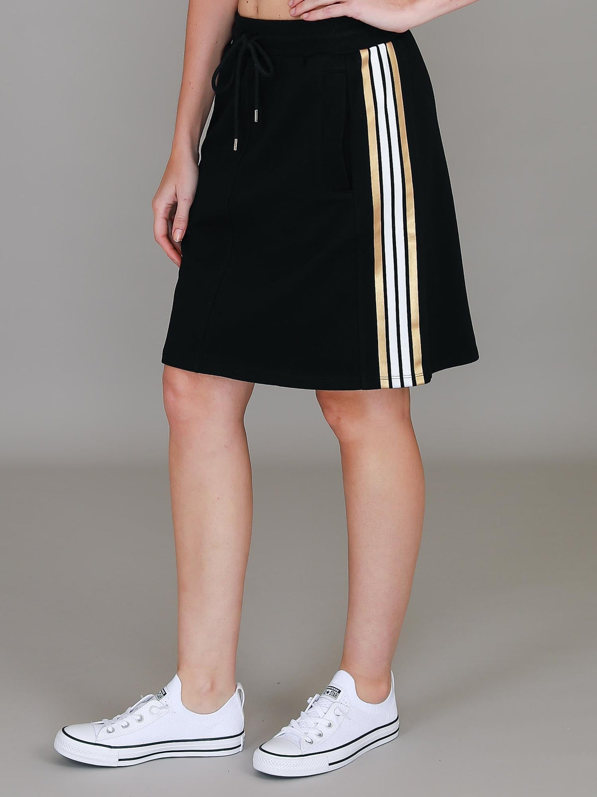 Calla | Women's Stripe Panel Skirt – Cotton French Terry