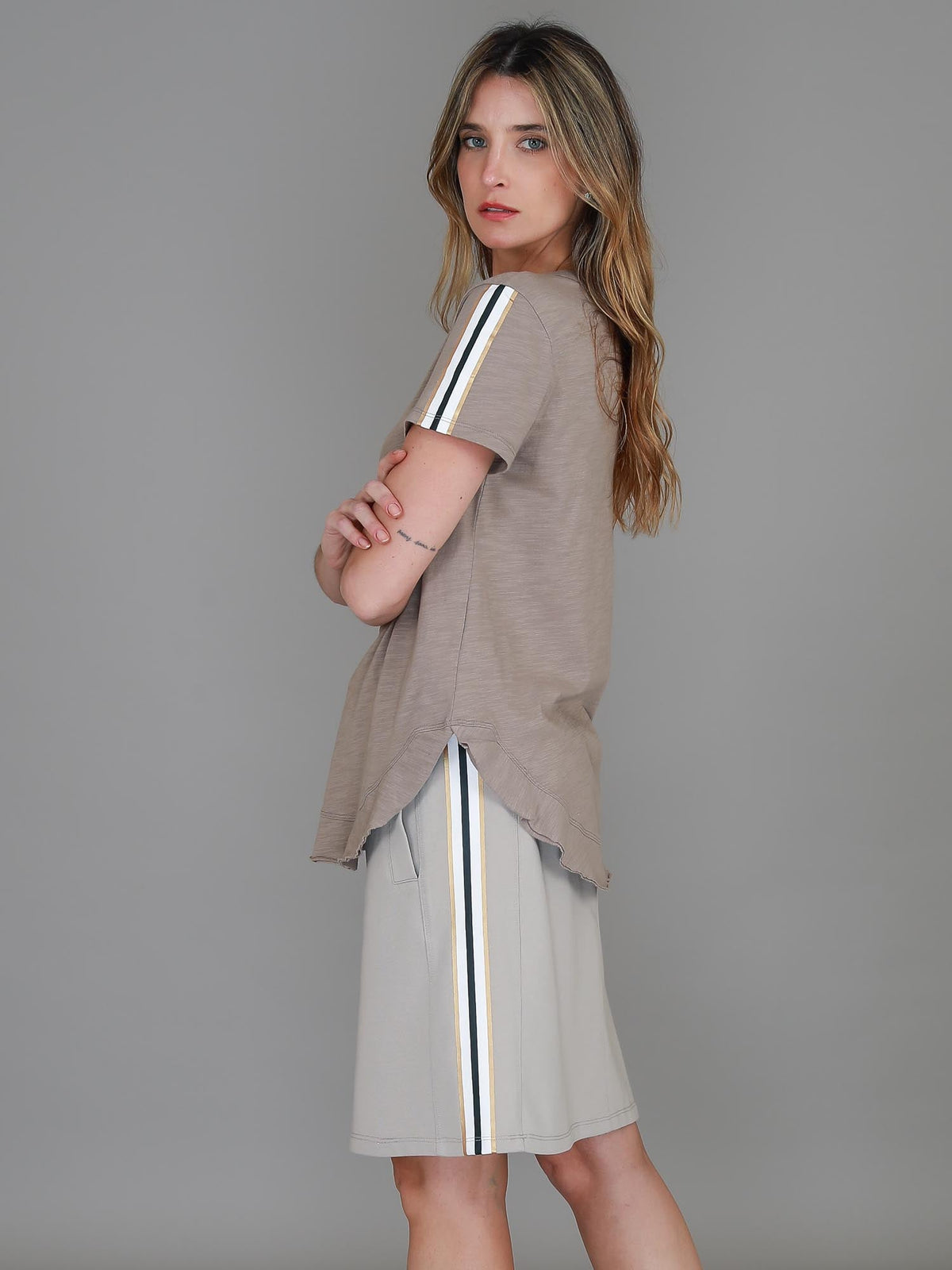 Cher | Women's Stripe Terry Mini Skirt – French Terry