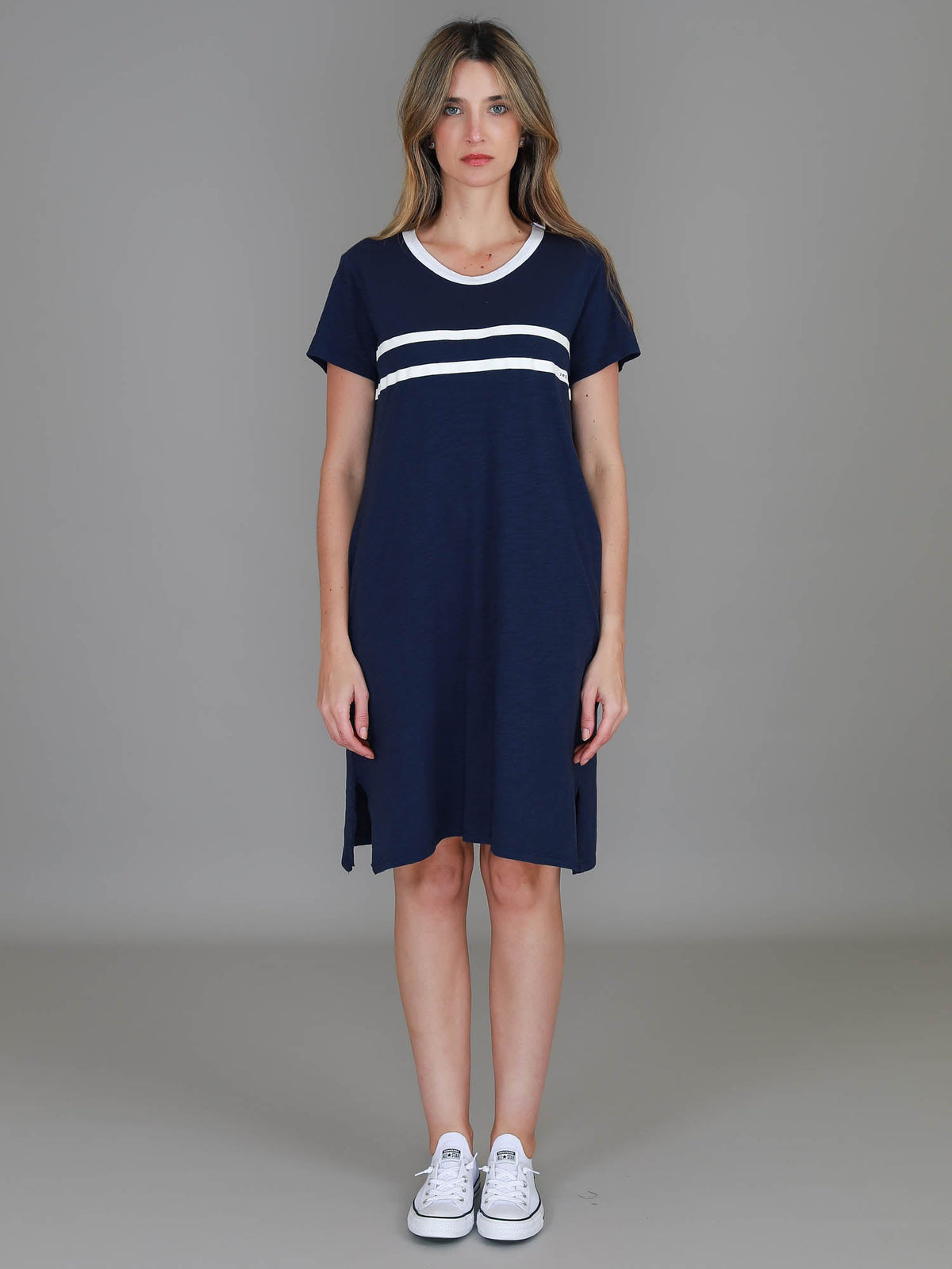Charlene | Women's Stripe T-Shirt Dress – Cotton Slub Jersey
