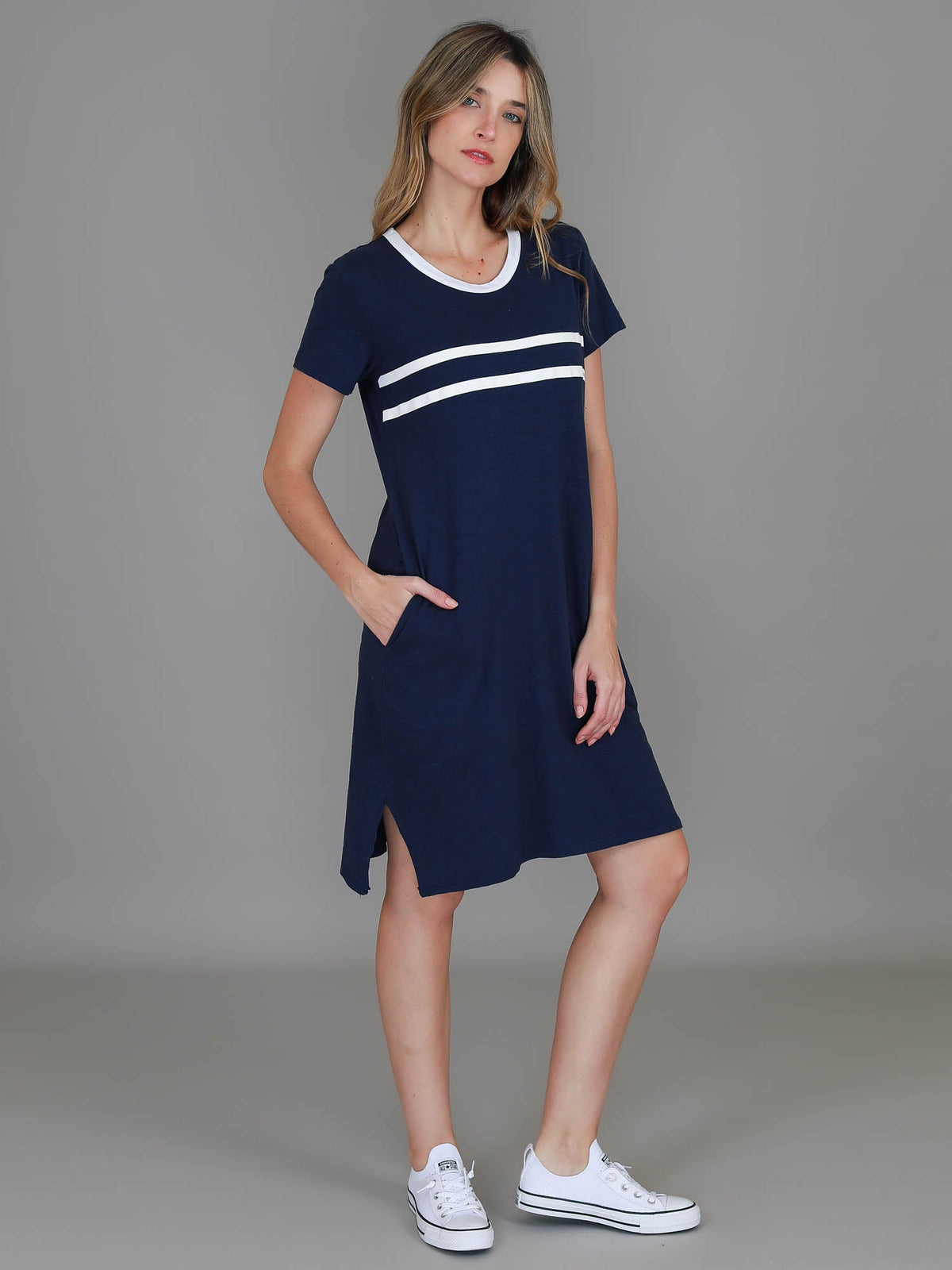 Charlene | Women's Stripe T-Shirt Dress – Cotton Slub Jersey