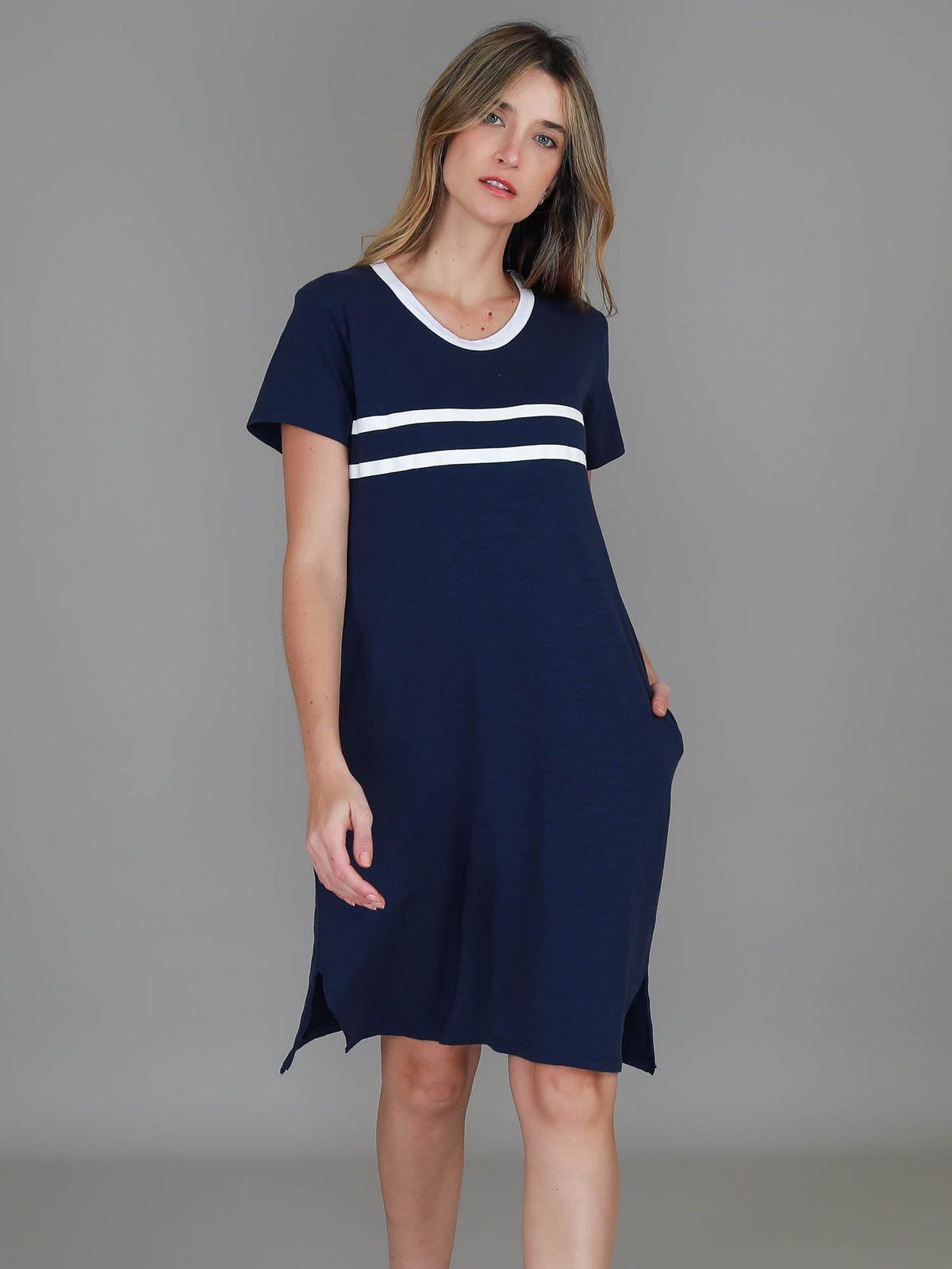 Charlene | Women's Stripe T-Shirt Dress – Cotton Slub Jersey