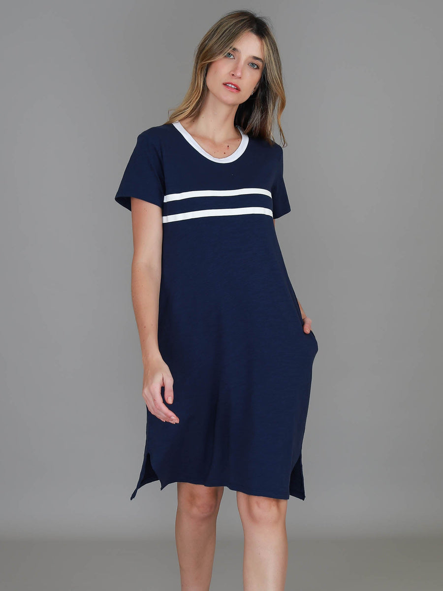 Charlene | Women's Stripe T-Shirt Dress – Cotton Slub Jersey
