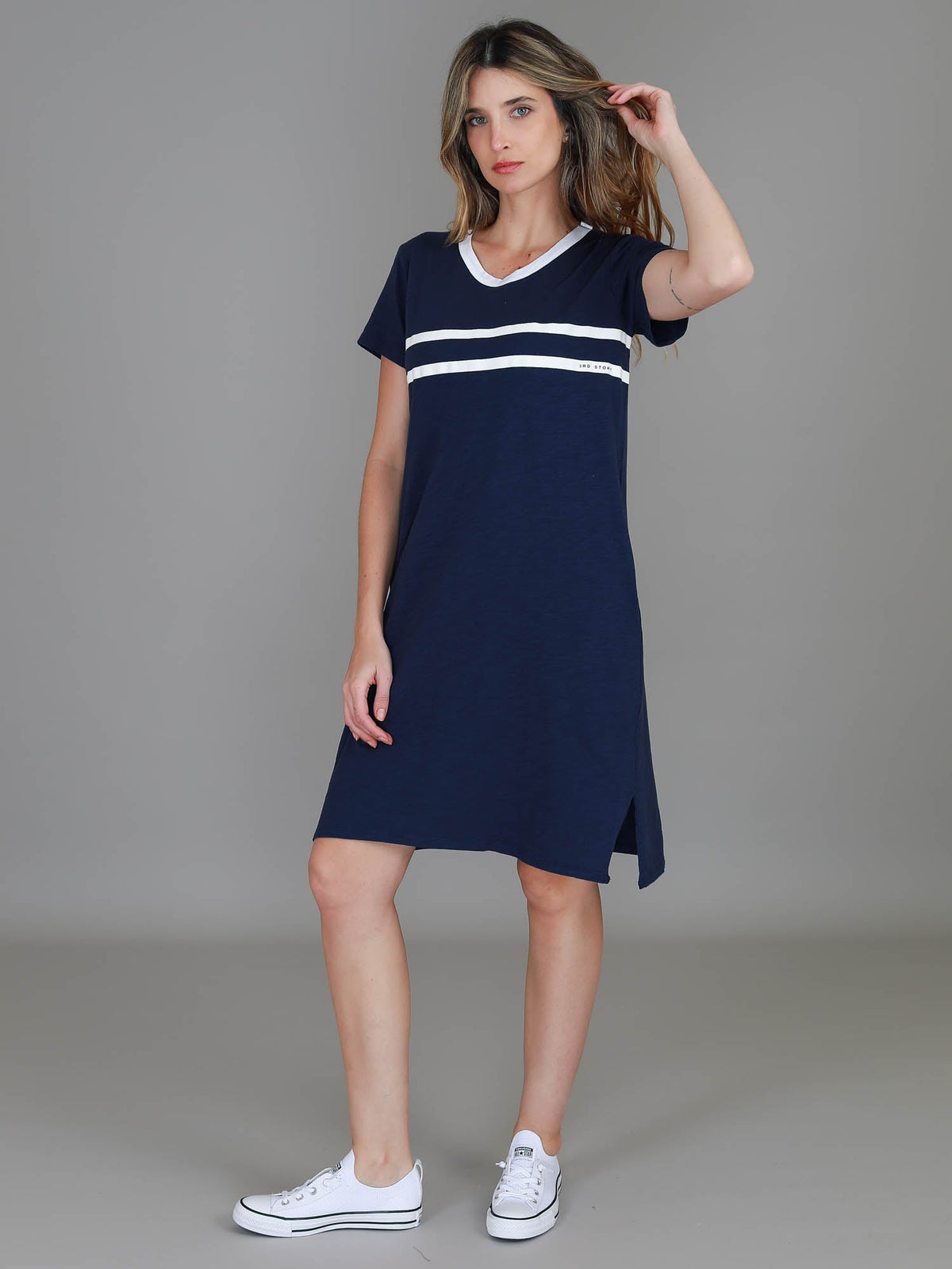 Charlene | Women's Stripe T-Shirt Dress – Cotton Slub Jersey