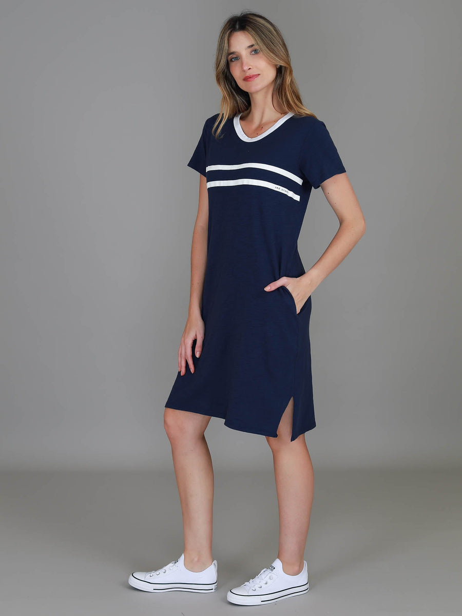 Charlene | Women's Stripe T-Shirt Dress – Cotton Slub Jersey