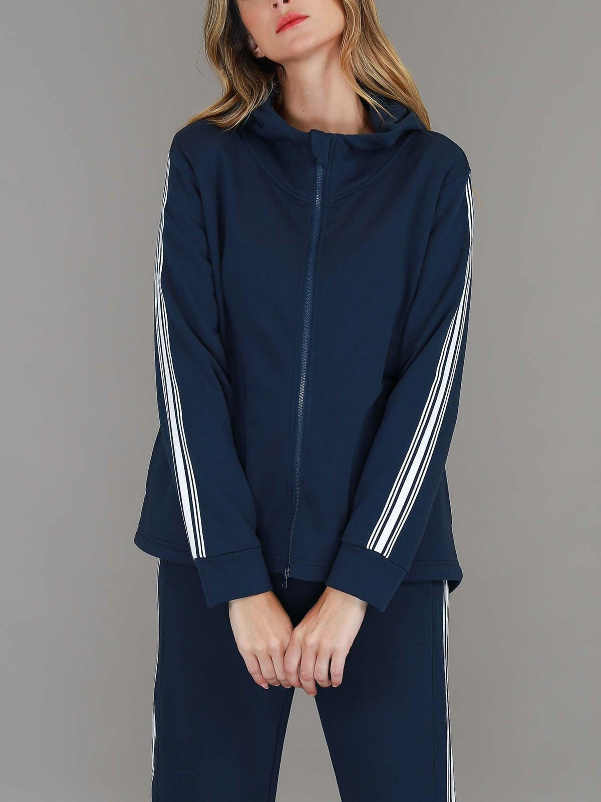 Delta | Women's Curved Hem Hoodie Jacket – Cotton French Terry