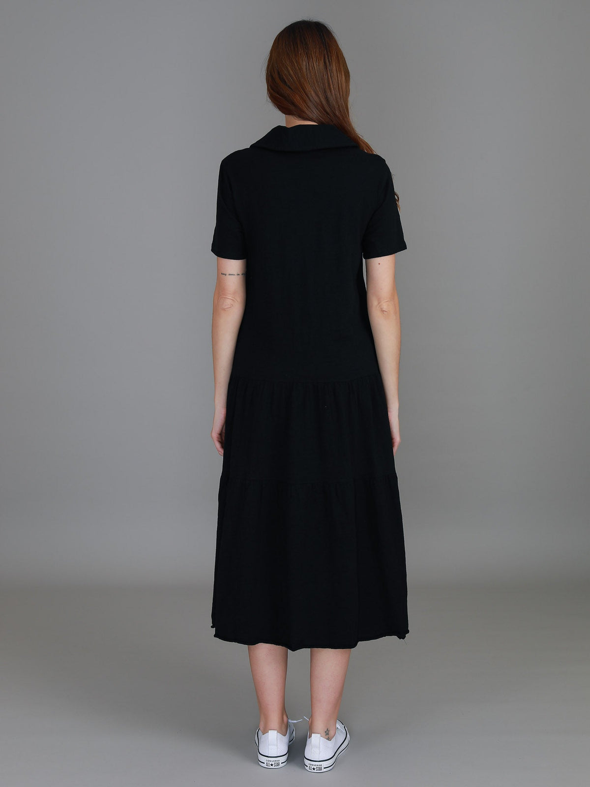 Tricia | Women's Tiered Midi Polo Dress – Cotton Jersey