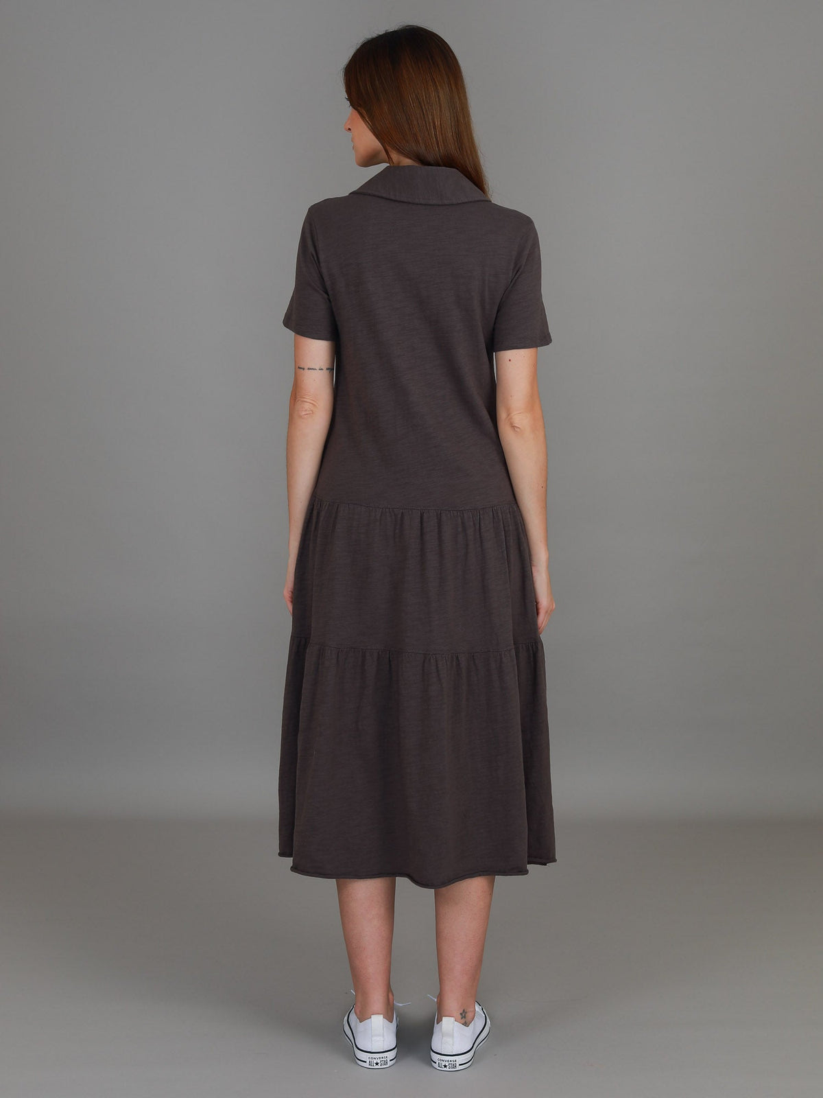 Tricia | Women's Tiered Midi Polo Dress – Cotton Jersey